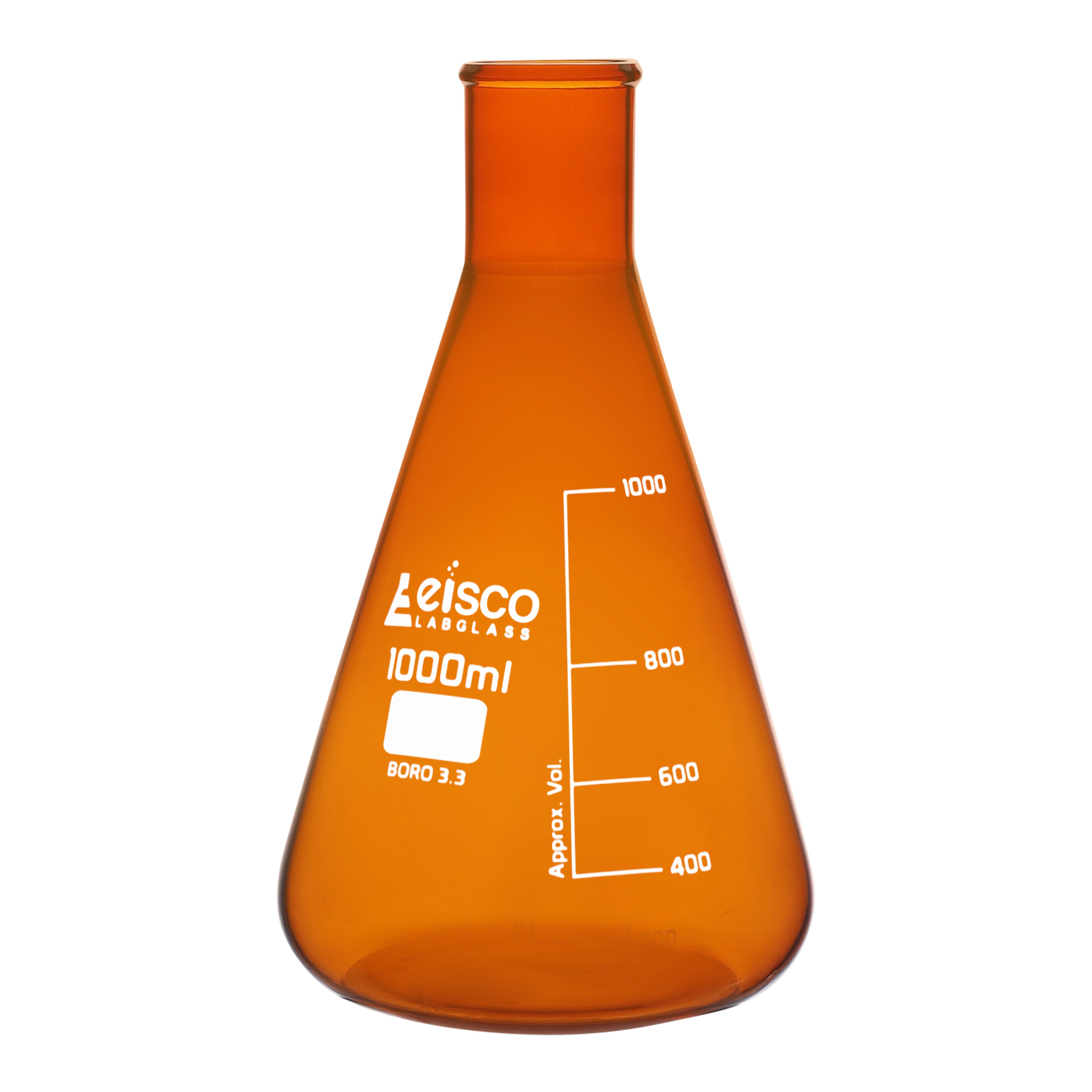 Narrow Neck Amber Borosilicate Glass Erlenmeyer Flask