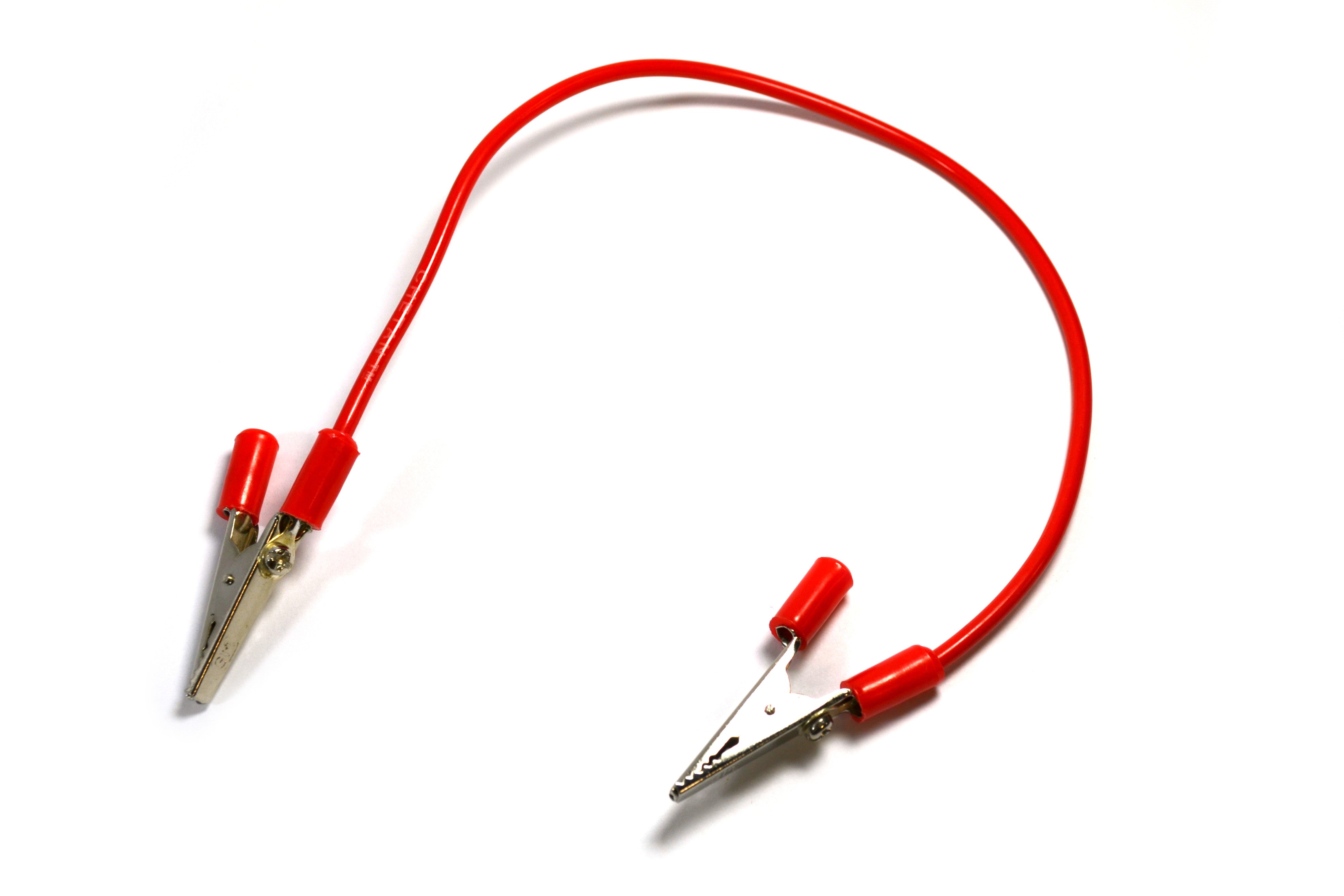 750mm Connecting Lead with Crocodile Clips Both Ends, Red, 4mm Plug