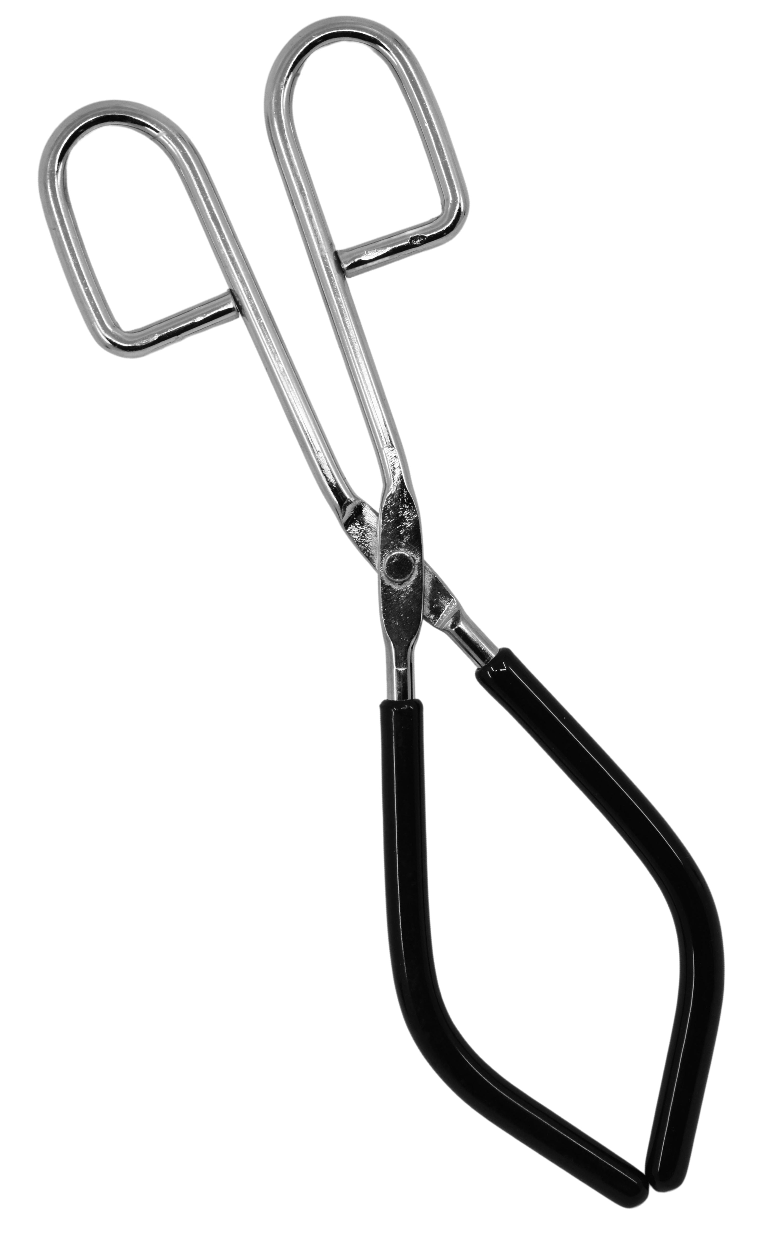 Beaker Tongs, 9.75" Long - Rubber Coated Jaws - Nickel Plated Steel