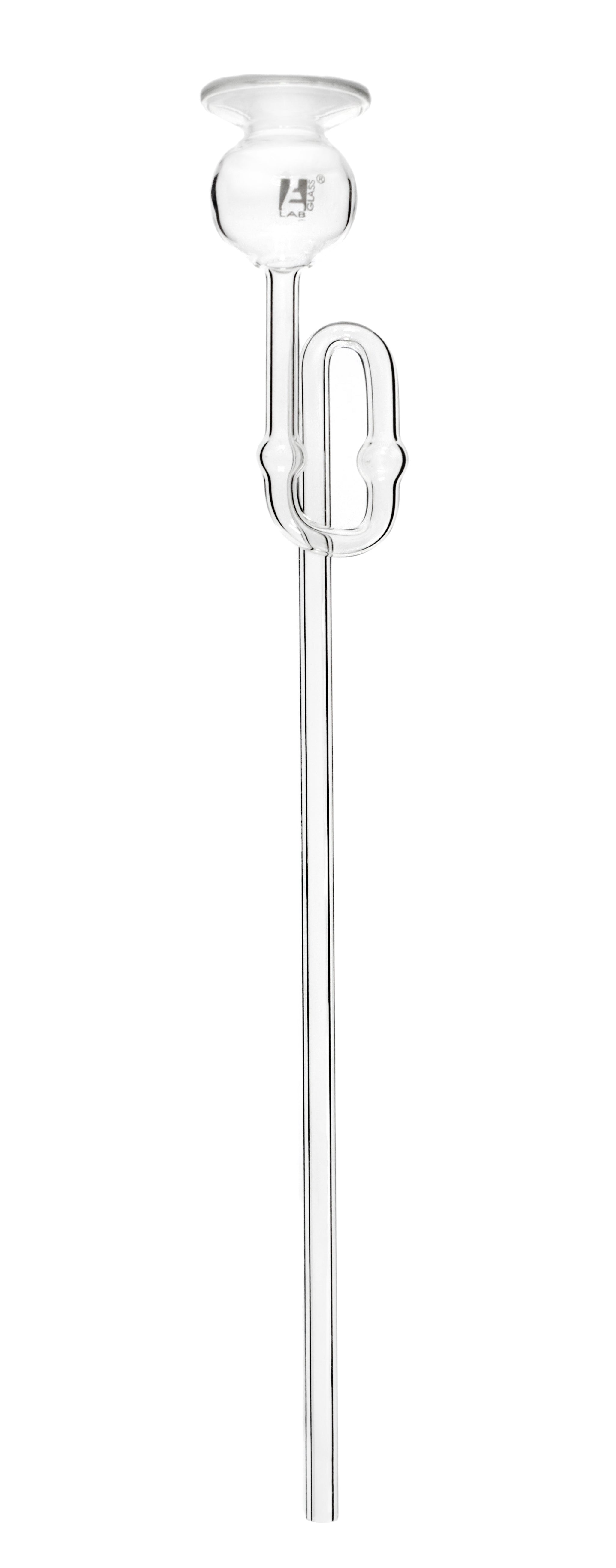 Safety Thistle Funnel with Bend and Safety Bulb, 30cm, Borosilicate Glass