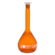 Class A Amber Borosilicate Glass Volumetric Flask with Polypropylene Stopper