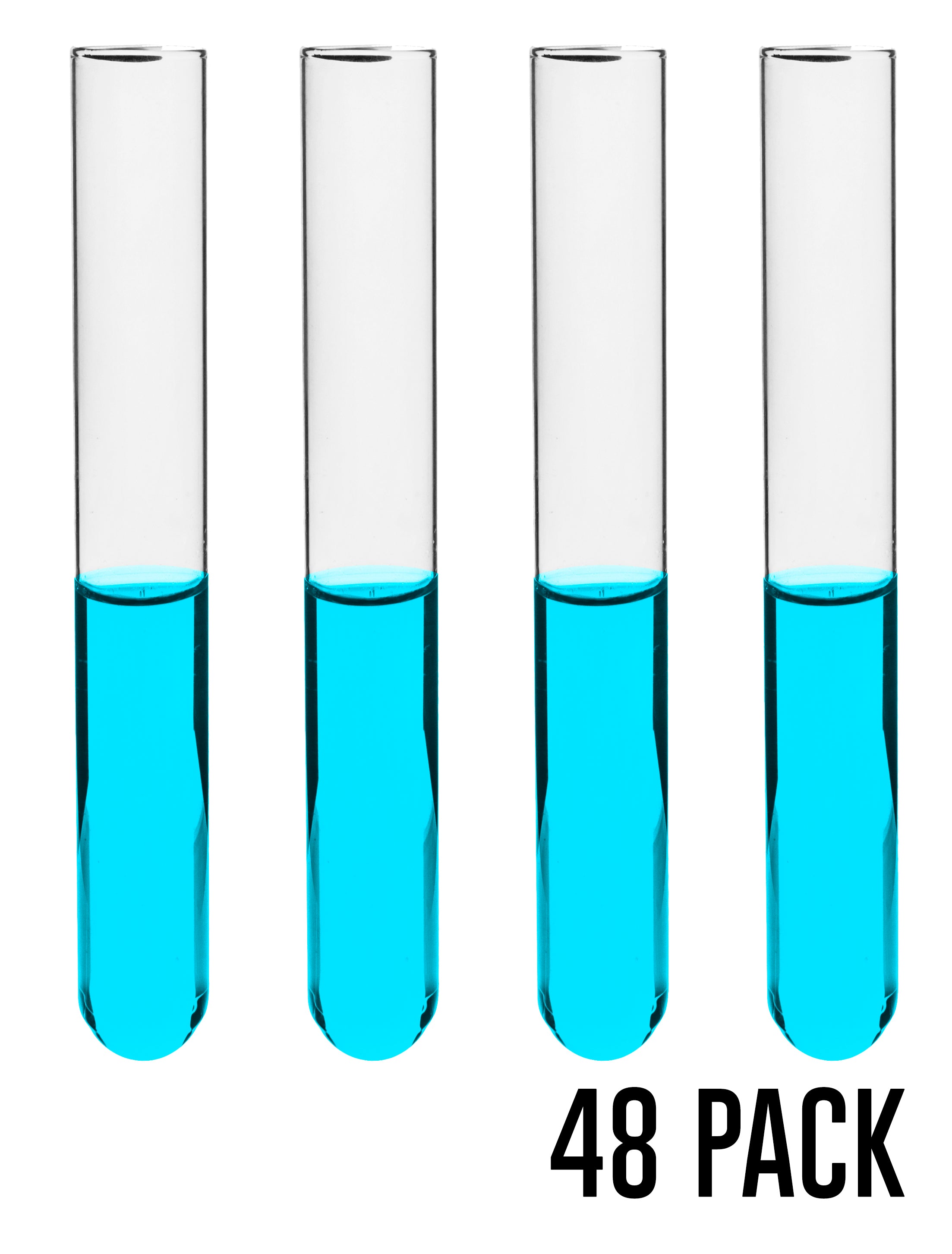 Rimless Thick Wall Borosilicate Glass Test Tube, 48-Pack