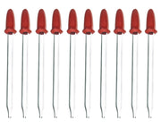 10-Pack Narrow Mouth Glass Dropping Pipettes with Rubber Teat, 1.7mL