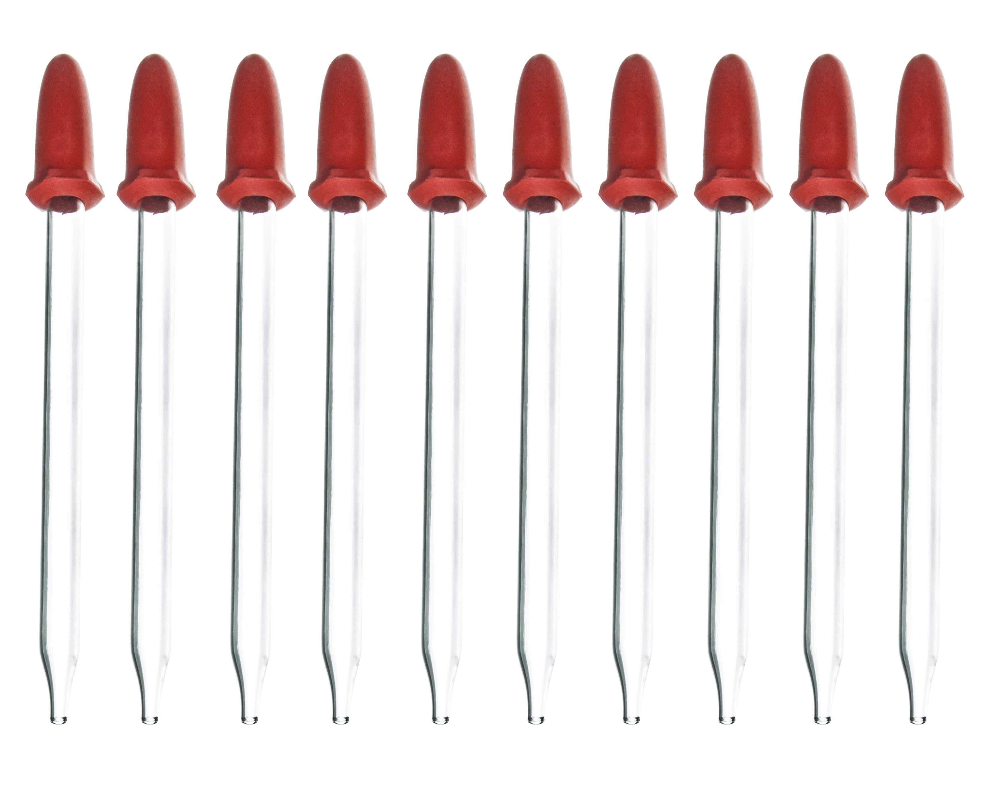 10-Pack Narrow Mouth Glass Dropping Pipettes with Rubber Teat, 1.7mL