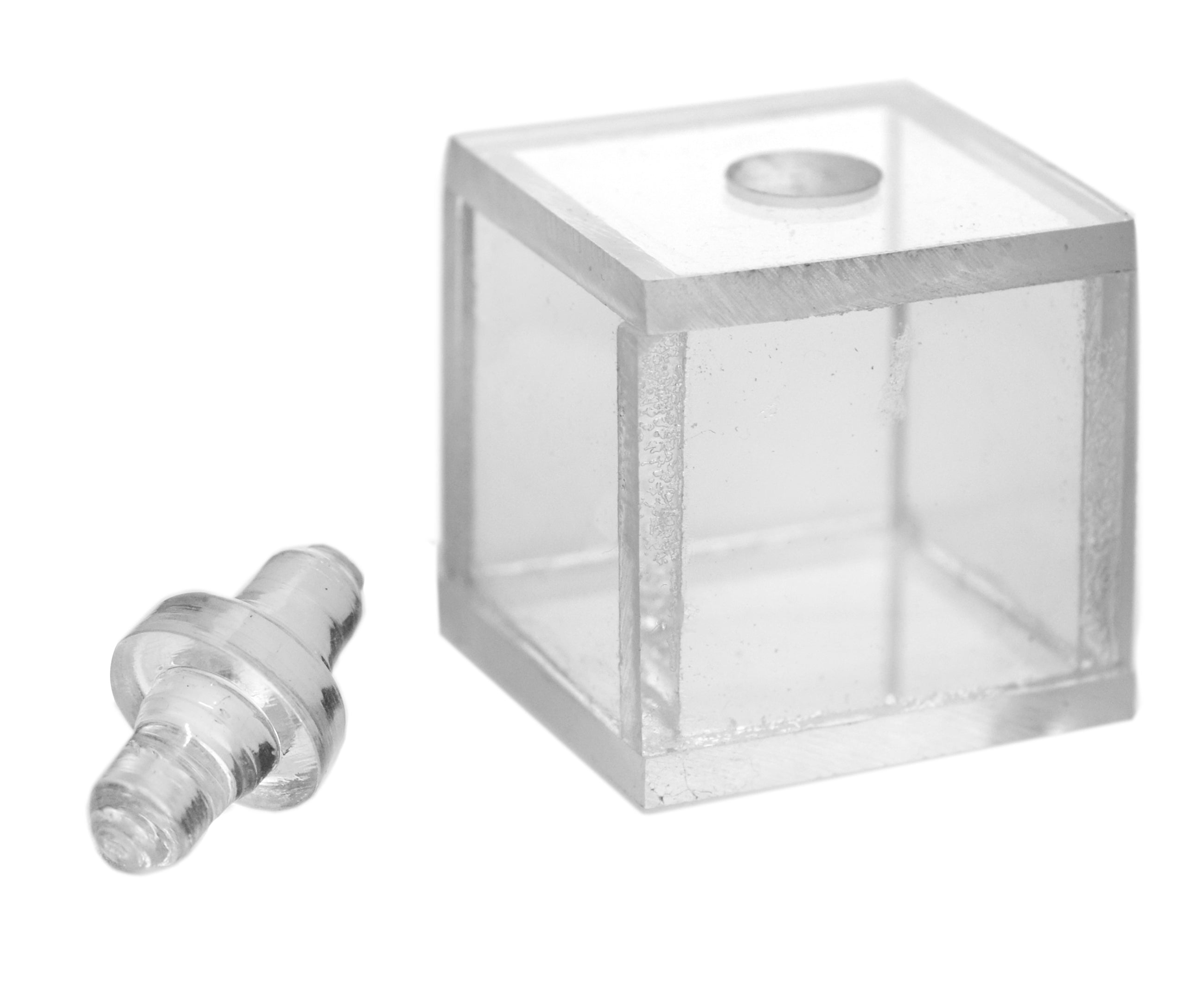 Hollow Acrylic Cube Prism with Stopper, 1 x 1"