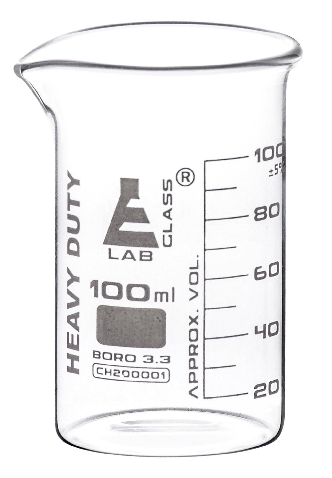Heavy Duty Borosilicate Glass Beaker with White Graduations