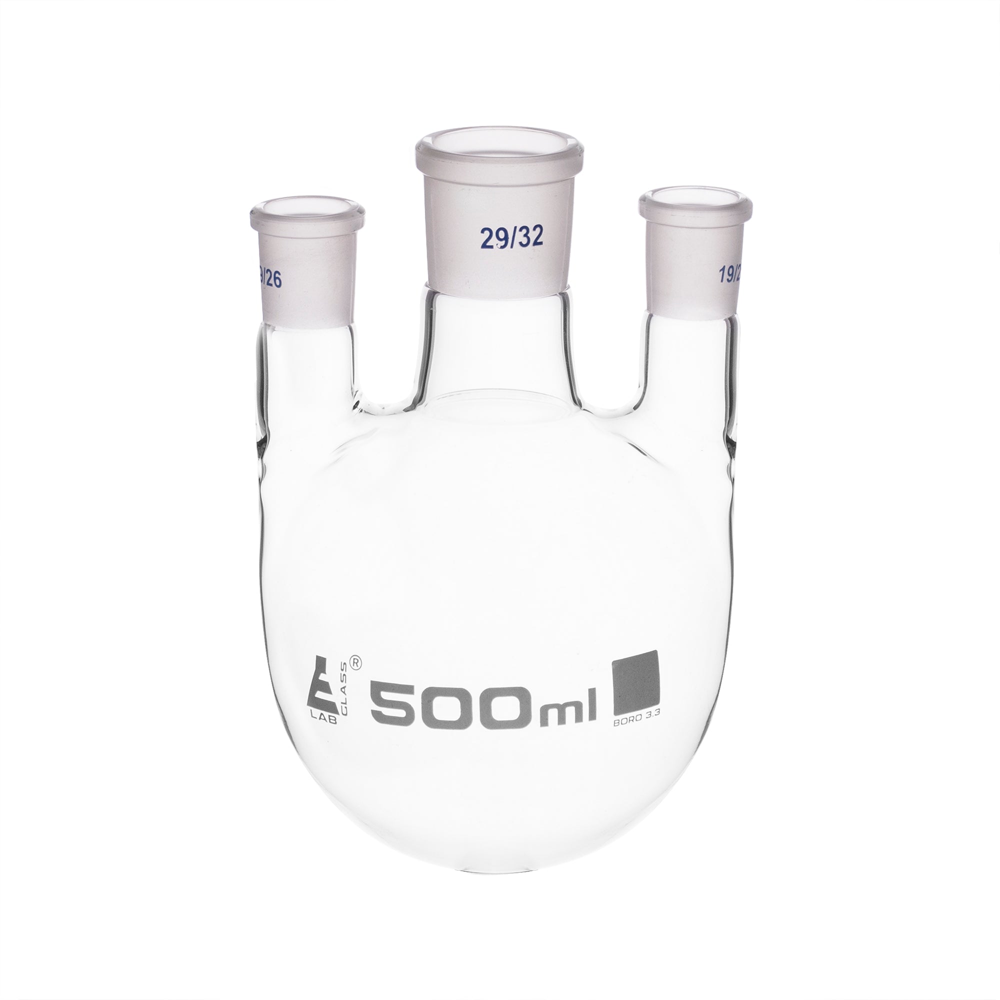 Round Bottom Three-Parallel-Neck Borosilicate Glass Distillation Flask