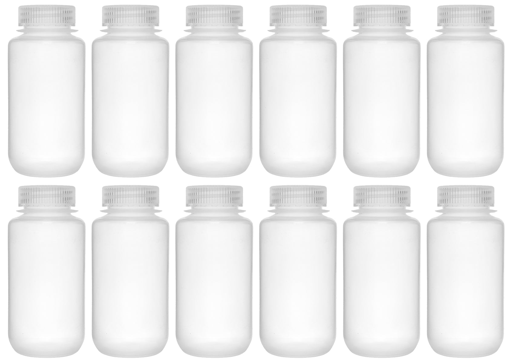 Translucent Wide Mouth Polypropylene Reagent Bottle with Screw Cap, 12-Pack