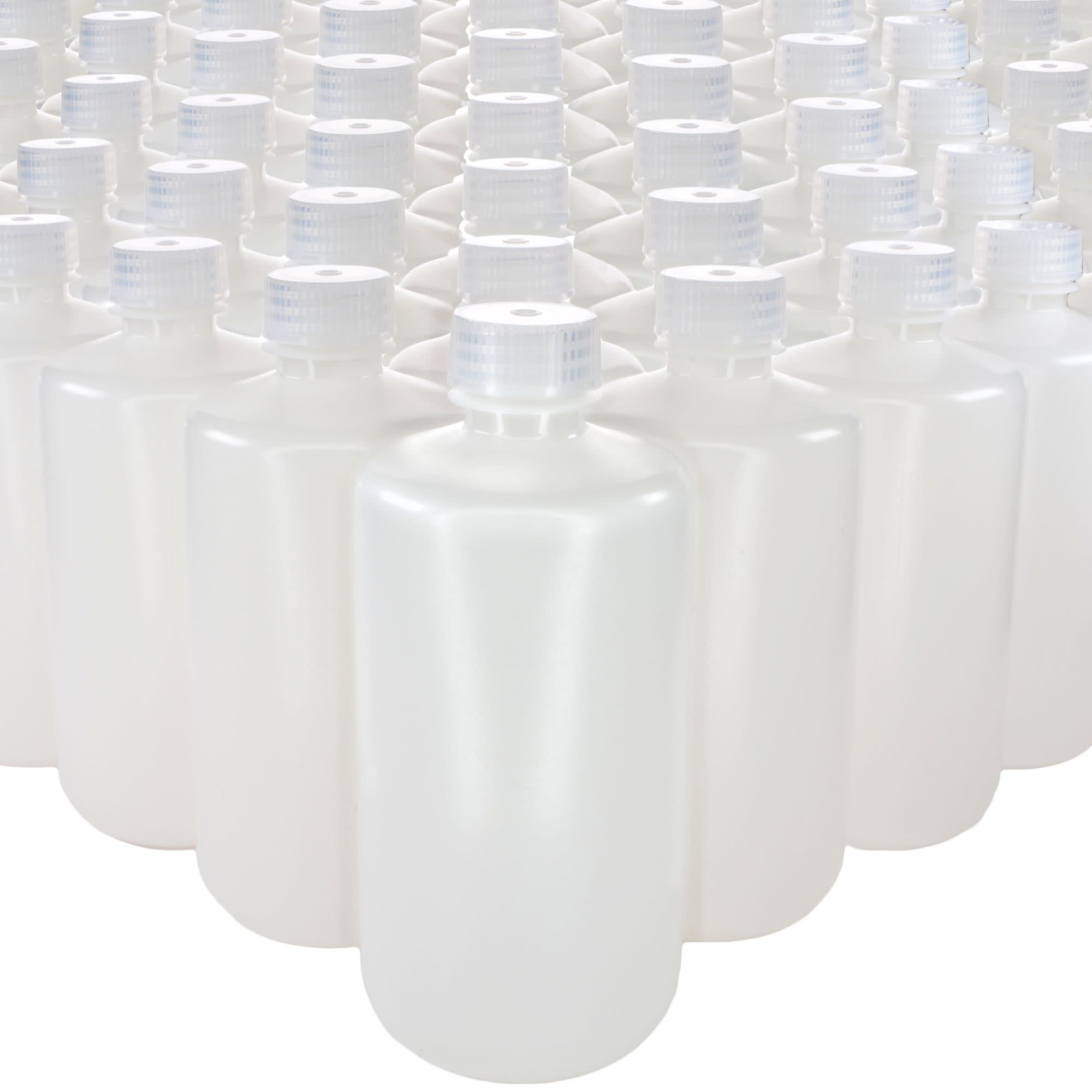 125-Bulk Pack Translucent Narrow Mouth HDPE Reagent Bottles with PP Caps, 500mL, -100 to 120°C
