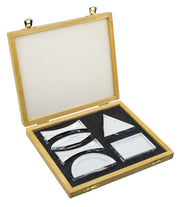 6-Piece Acrylic Prism and Lens Set with Wooden Storage