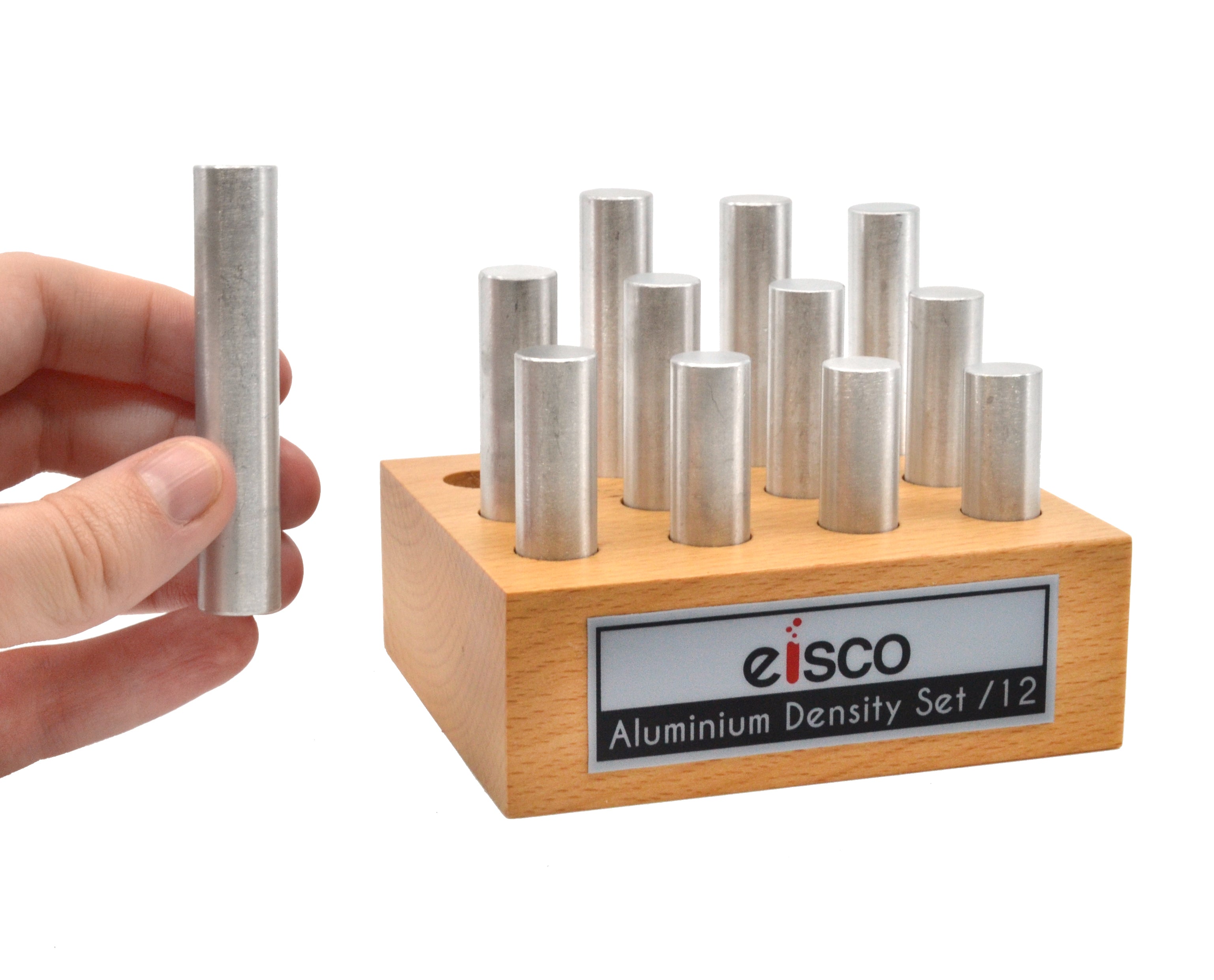12-Piece Aluminum Density Cylindrical Bars Set with Wooden Storage