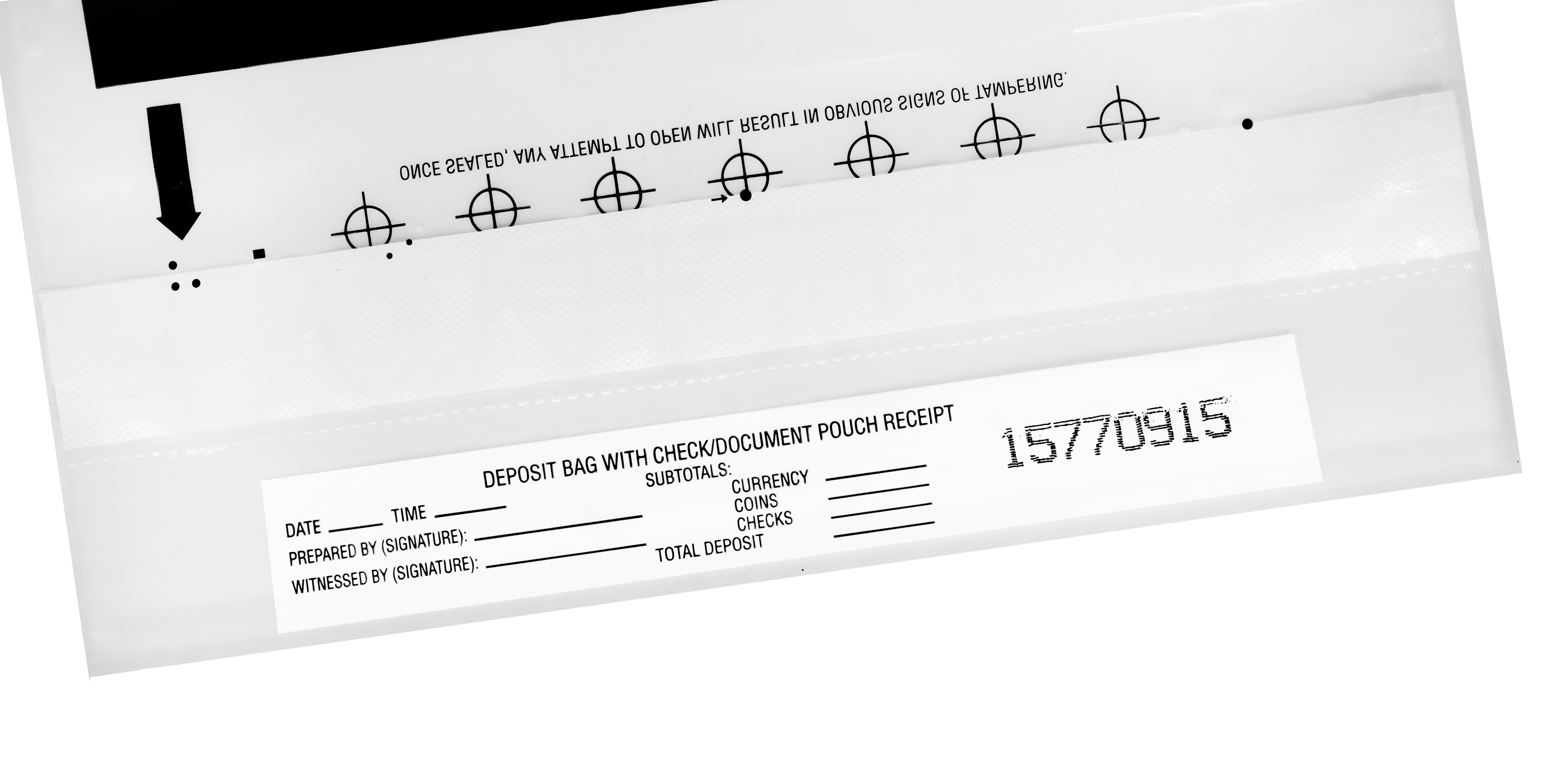 2-Pocket Cash Deposit Bags, 10 x 14", Tamper-Evident, 100-Pack
