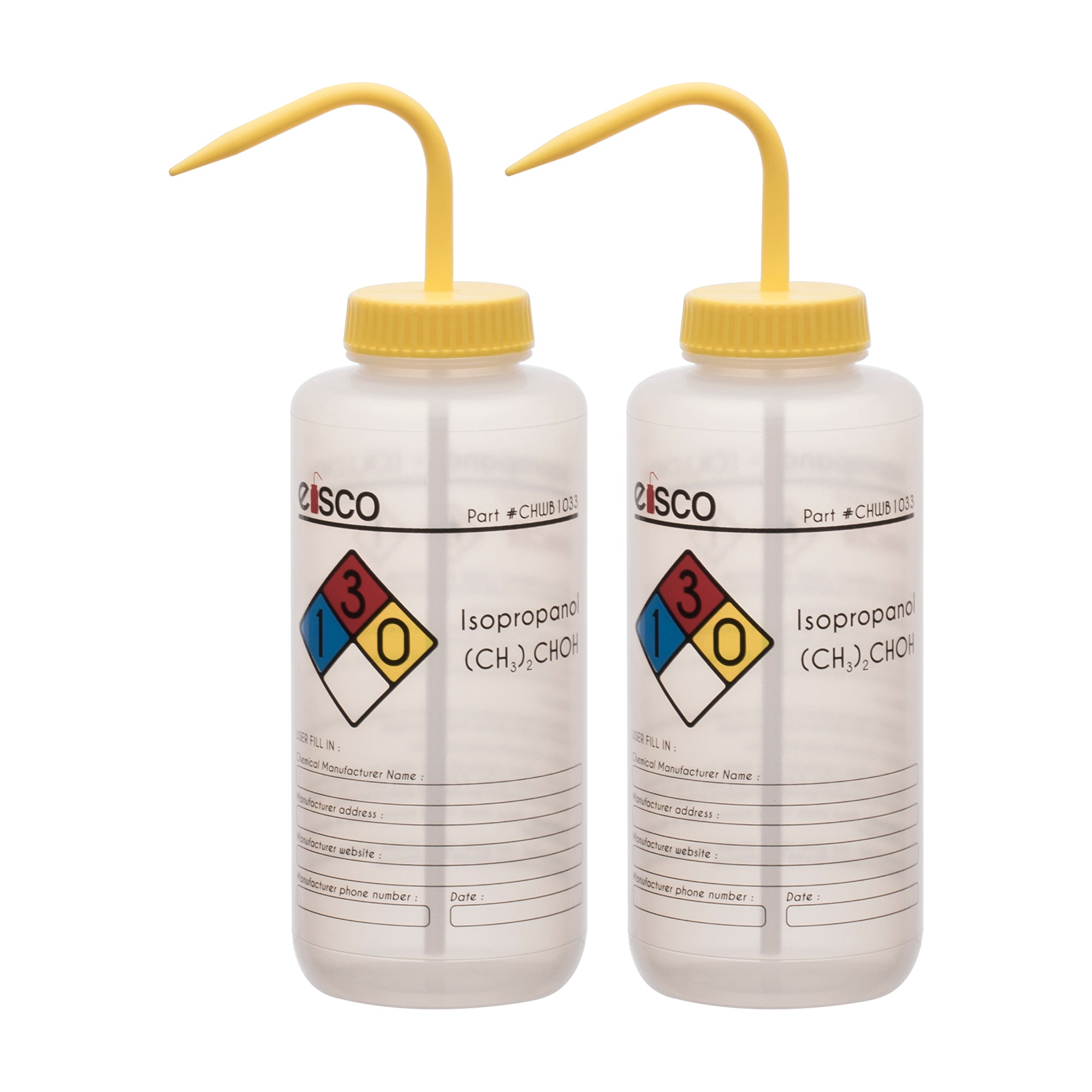 Isopropanol Wash Bottle, LDPE, 4-Color Label, 1000mL