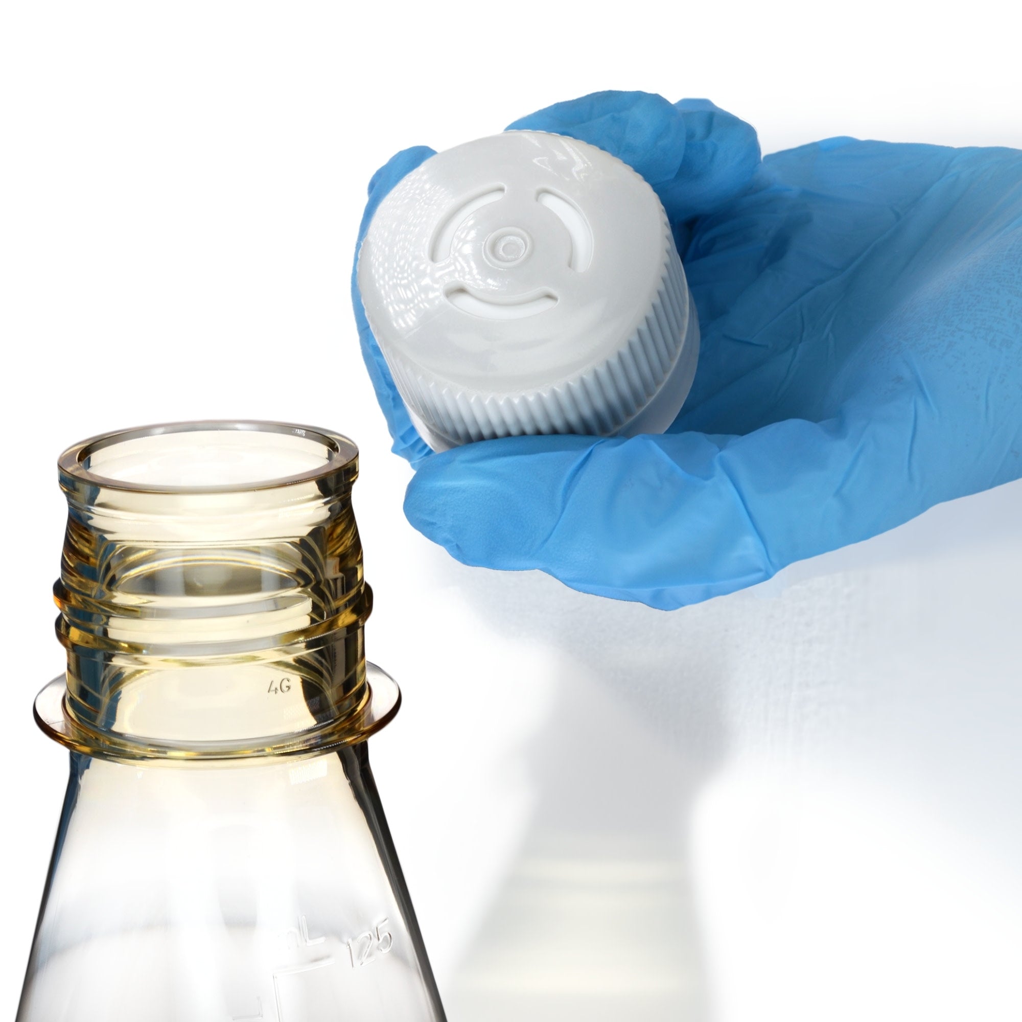 Sterile Vented Flat-Bottom Polycarbonate Erlenmeyer Flask, USP Class VI, 125mL