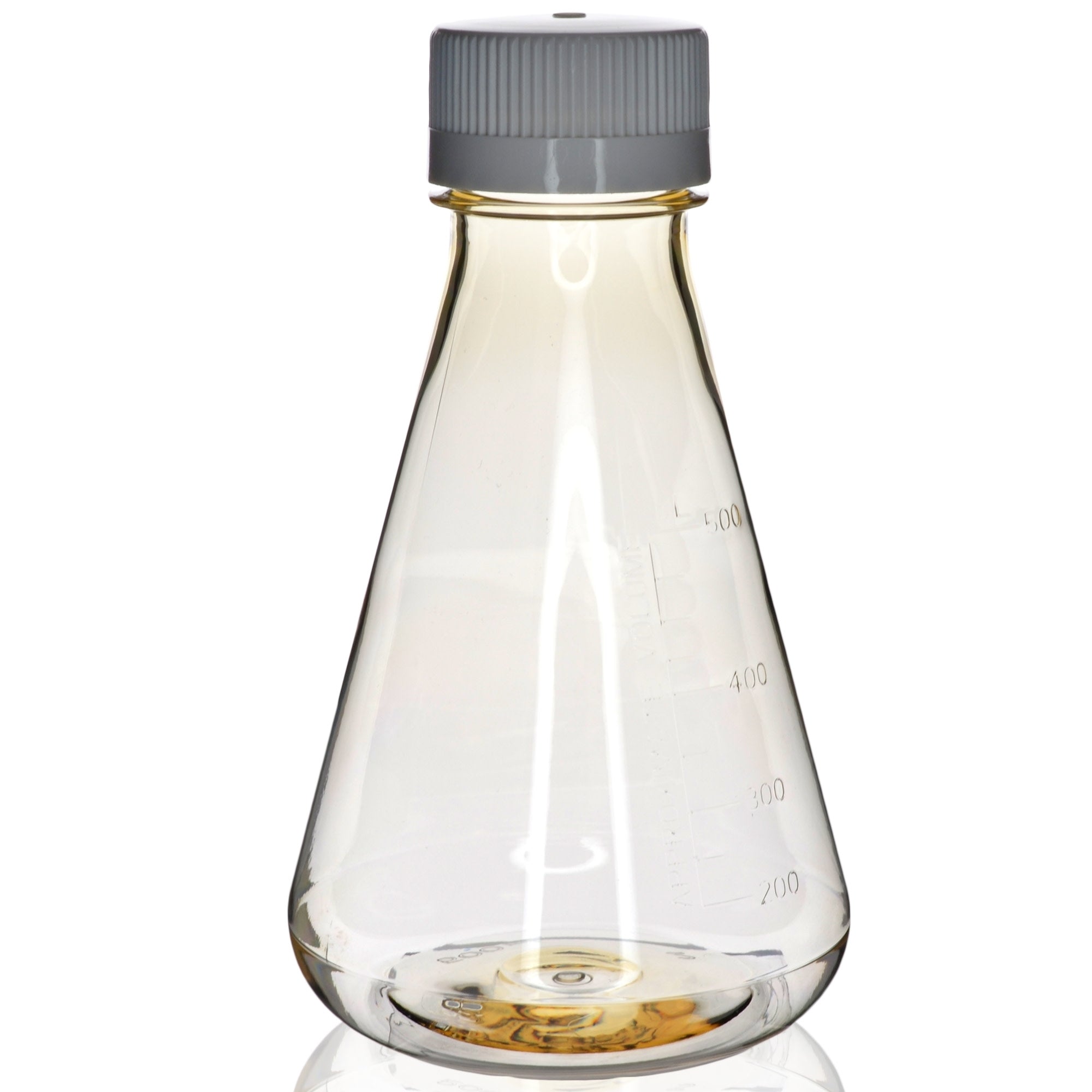 Sterile Non-Vented Flat-Bottom Polycarbonate Erlenmeyer Flask, USP Class VI, 500mL