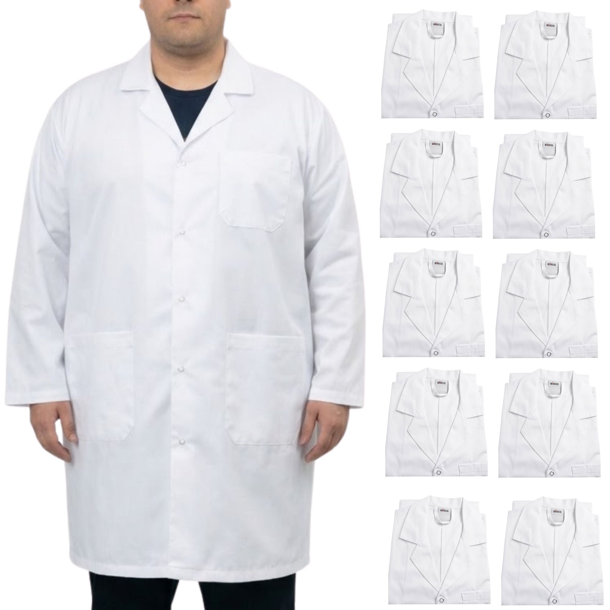 Cotton Lab Coat with Snap Front, 10-Pack