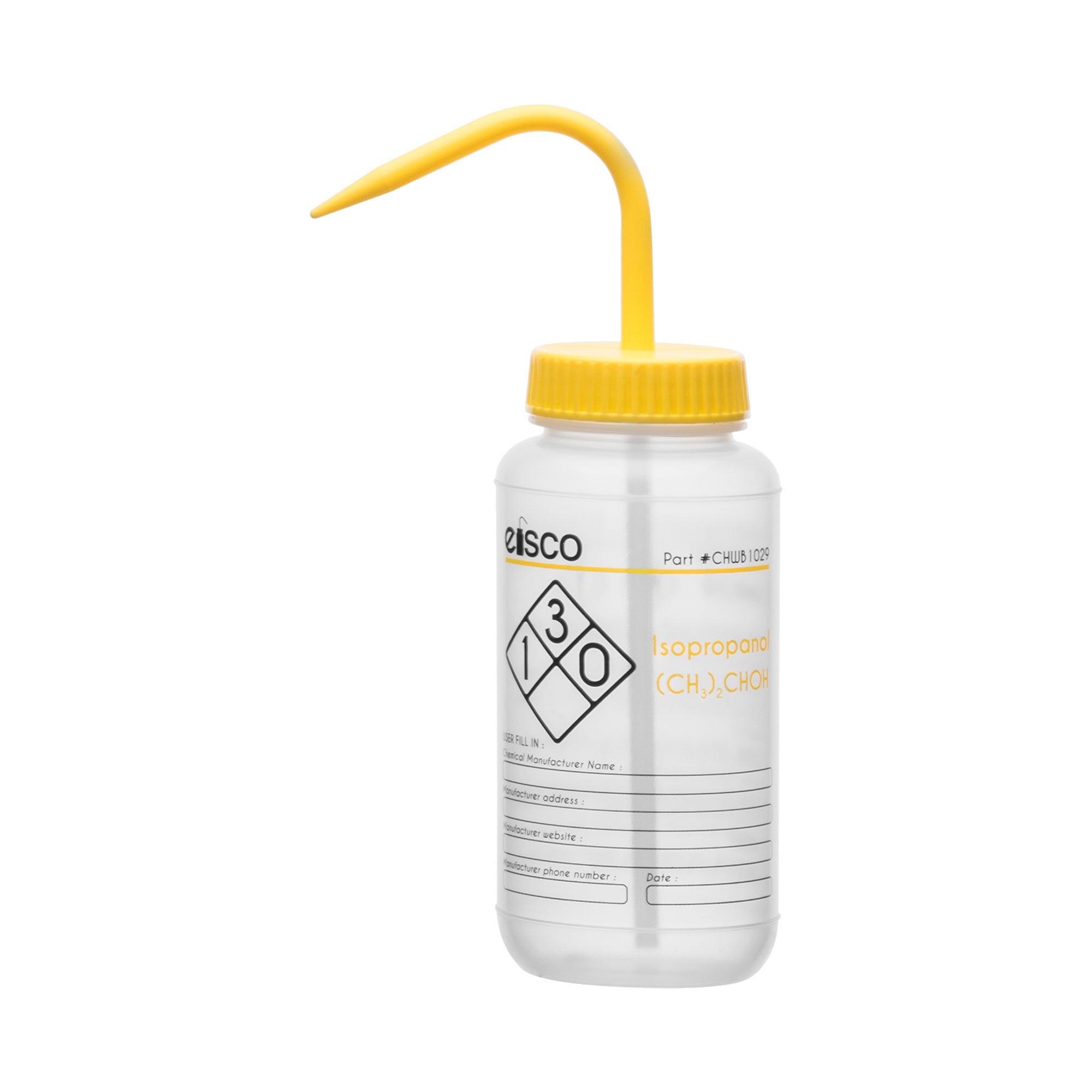 Isopropanol Wash Bottle, LDPE, 2-Color Label, 500mL