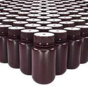 500-Bulk Pack Amber Wide Mouth HDPE Reagent Bottles with PP Caps and UV Shielding, 125mL, -100 to 120°C
