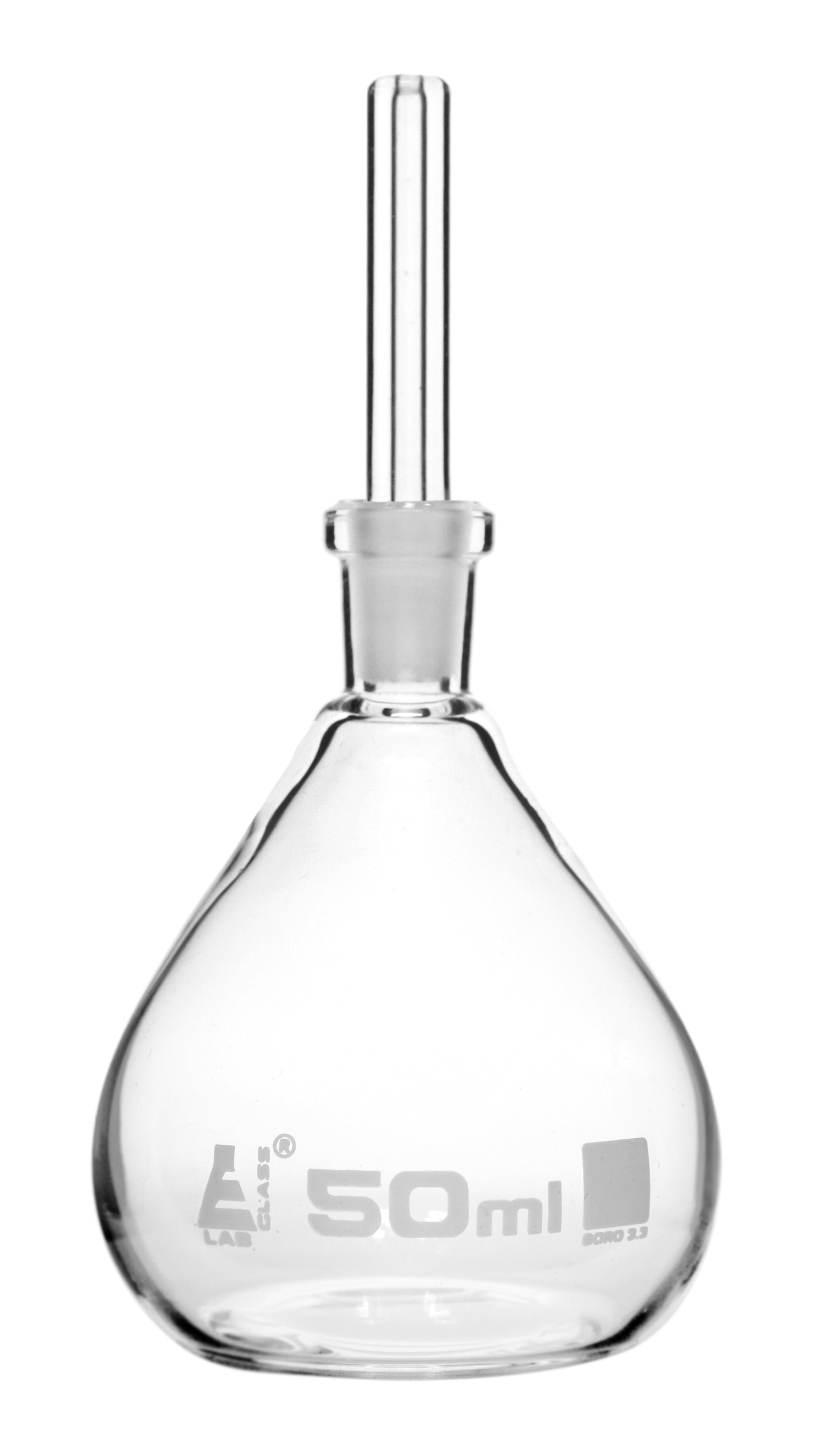 Flat Bottom Borosilicate Glass Specific Gravity Bottle with Perforated Stopper