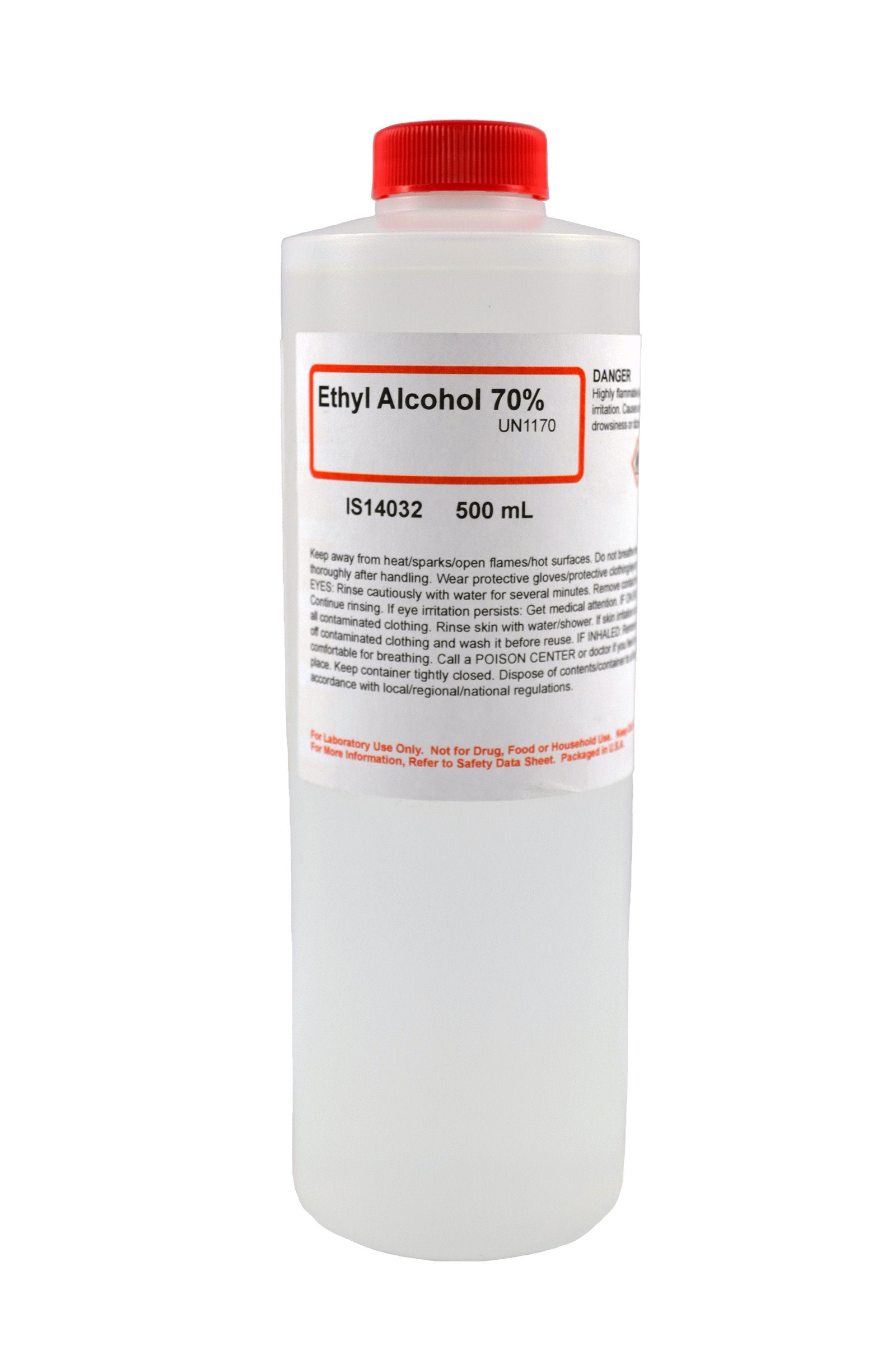 Laboratory Grade 70% Denatured Ethyl Alcohol, 500mL