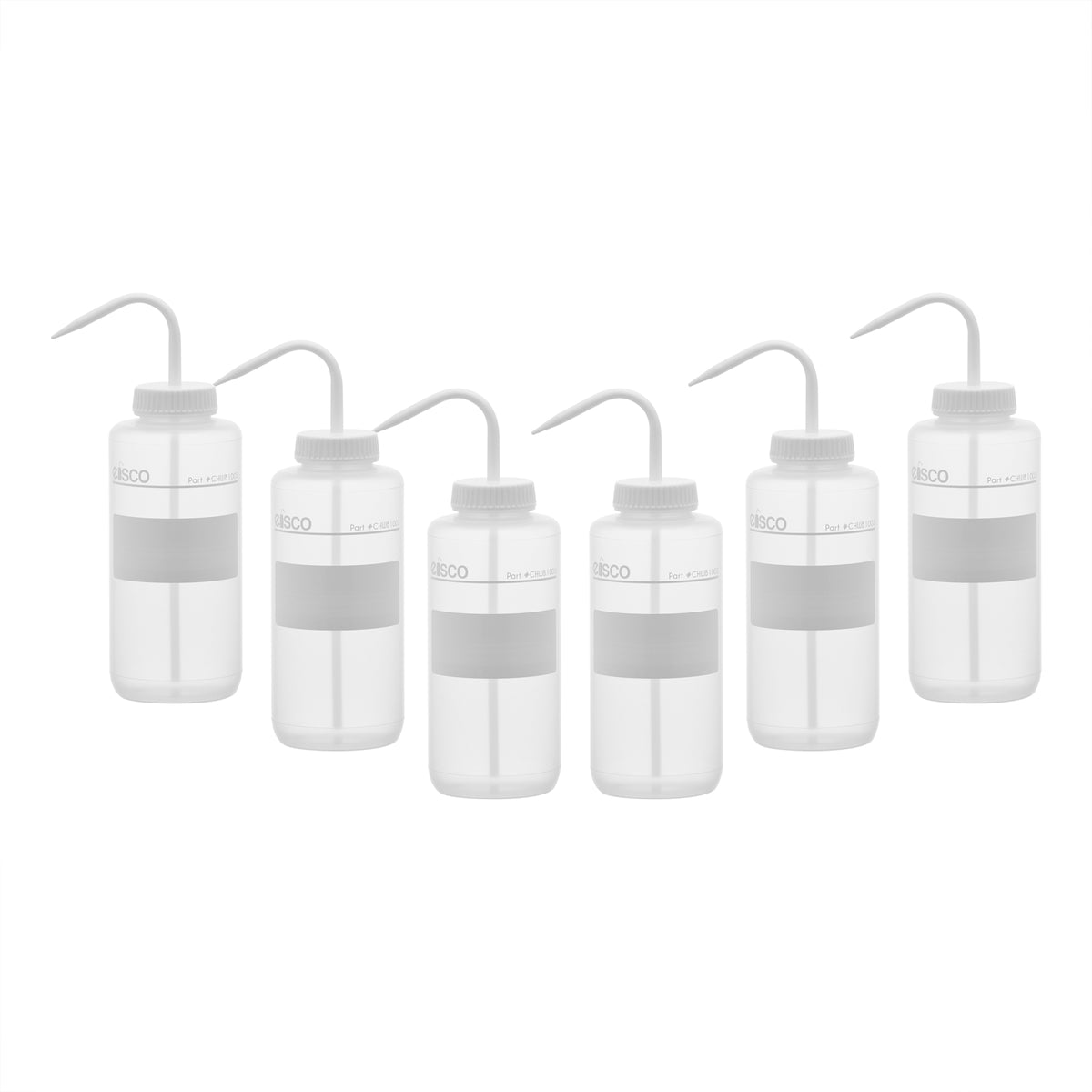 6PK Chemical Wash Bottle, No Label, 1000ml - Wide Mouth, Self Venting, Low Density Polyethylene - Performance Plastics by Eisco Labs