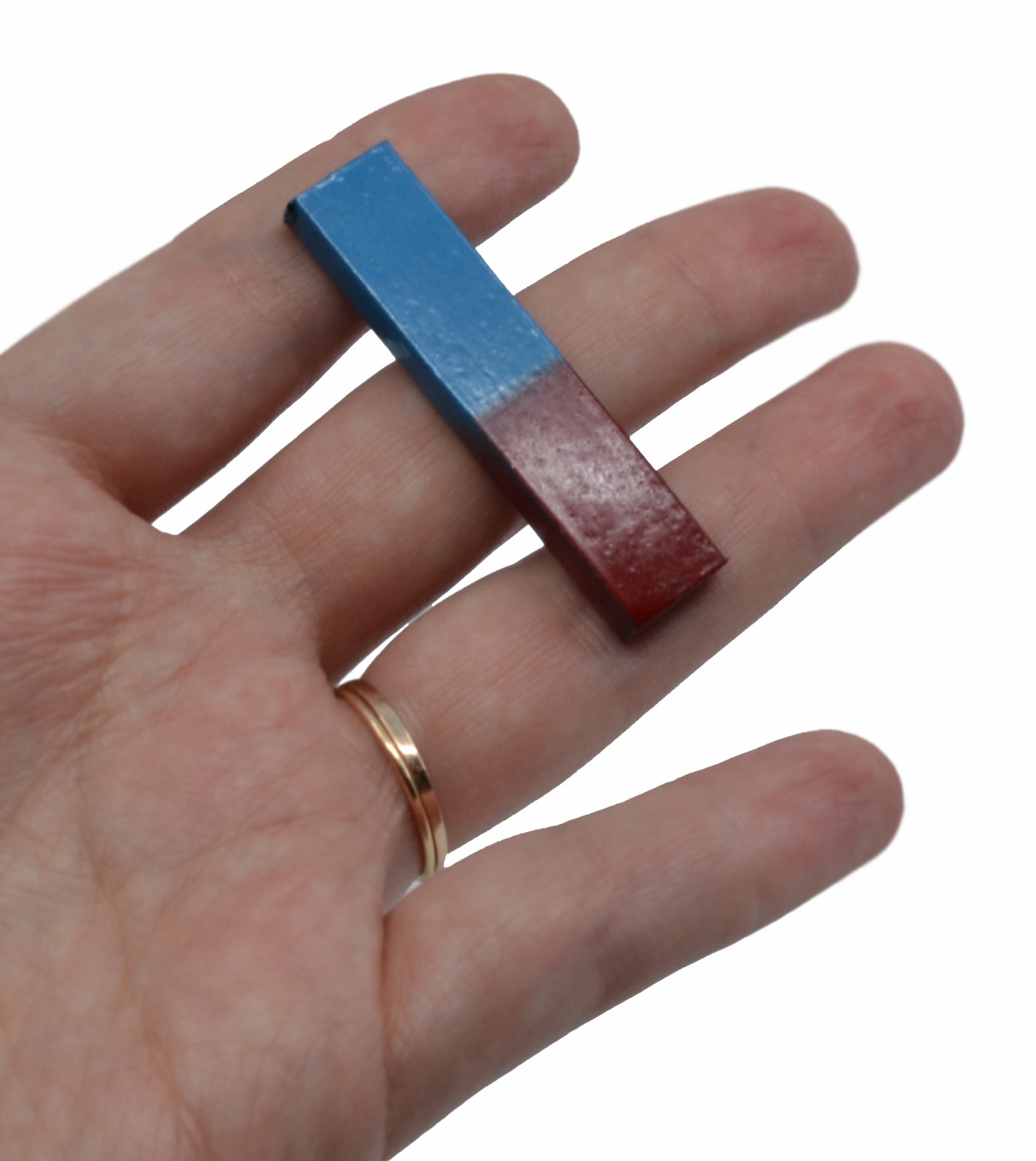 Chrome Steel Bar Magnet Pair with Keepers, Red/Blue N-S Labeled