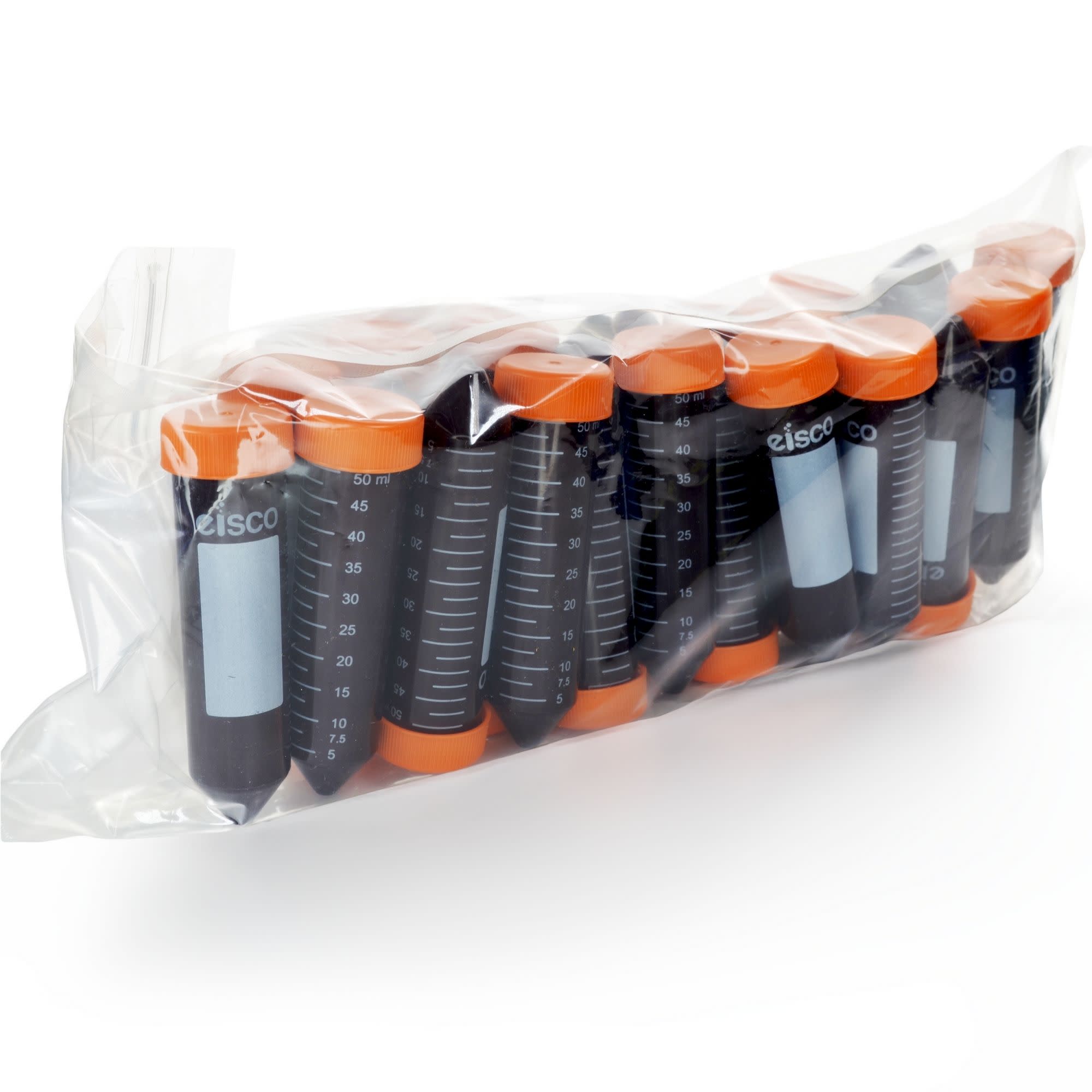 25-Pack Non-Sterile Amber Polypropylene Centrifuge Tubes with Flat Cap, 50mL