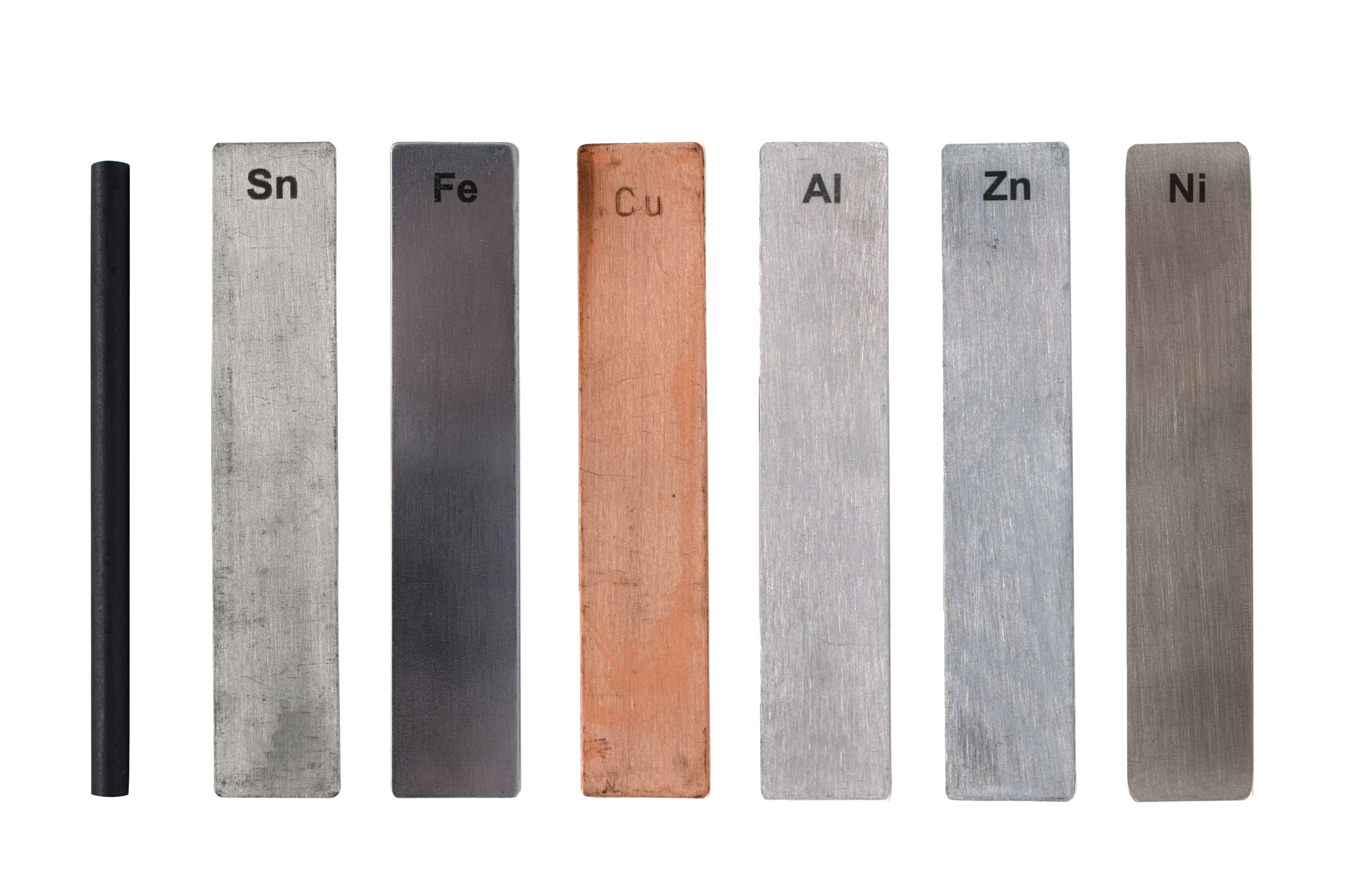 Metal Electrode Set, 7-Piece, for Voltaic Cells