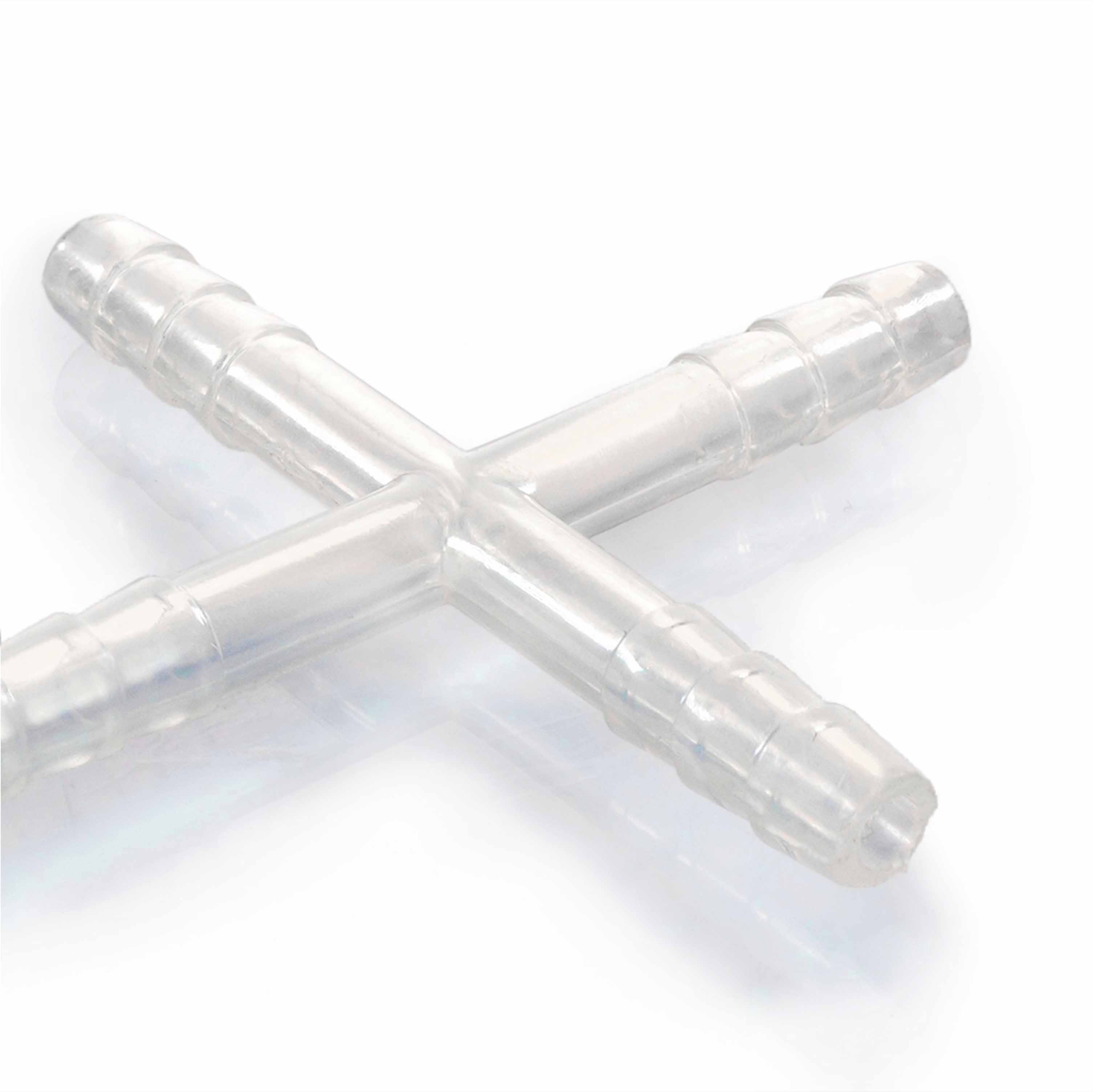 Cross-Shape Polypropylene Tubing Connector, 8mm, 20-Pack