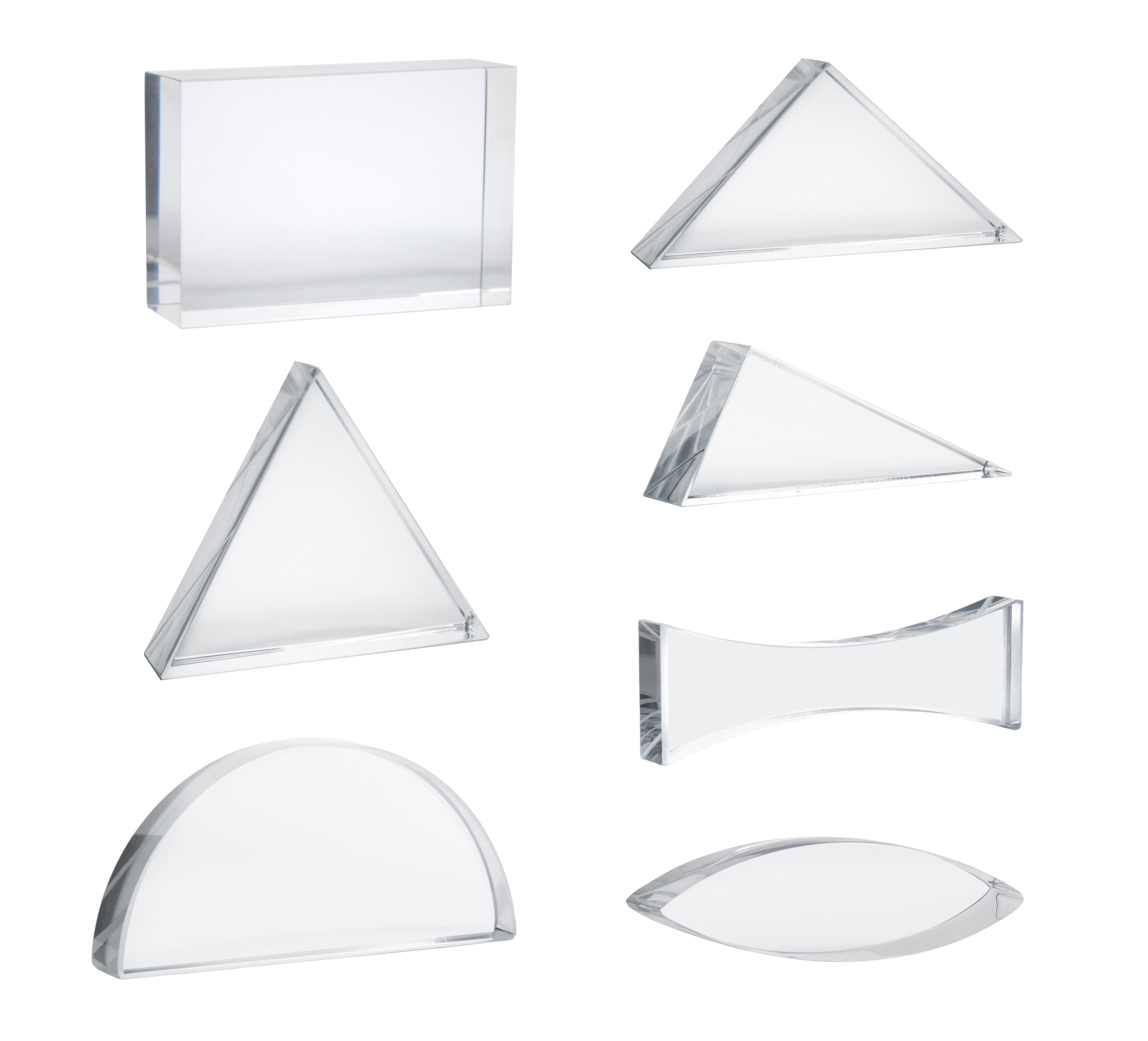7-Piece Acrylic Blocks Set, 25mm Thick, with Wooden Storage