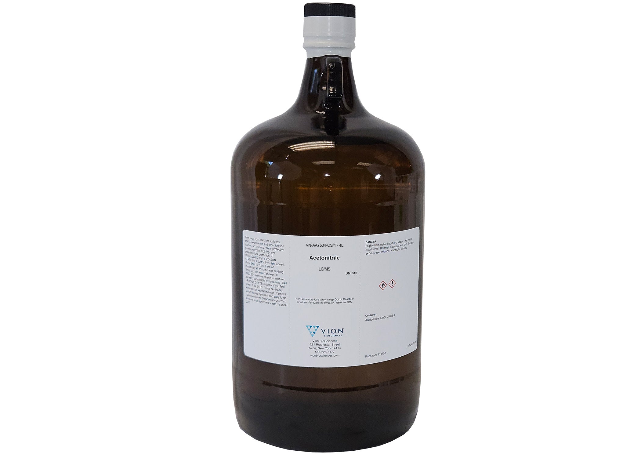 4-Case LC-MS Grade Acetonitrile 99.9%, 4L Each, Mass Spectrometry Solvent