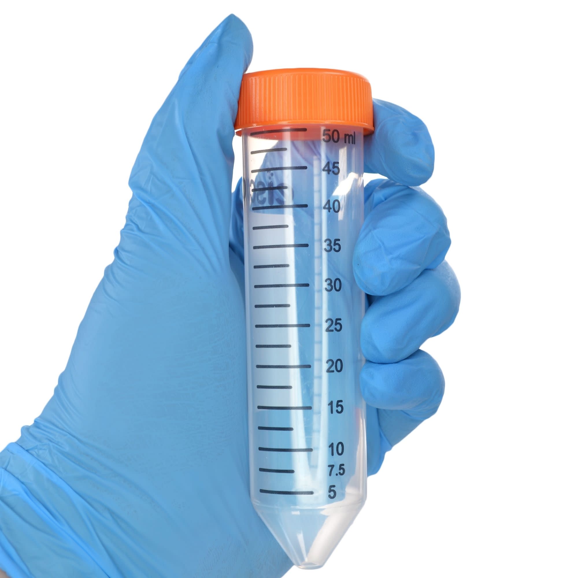 25-Pack Sterile Individually Wrapped Polypropylene Centrifuge Tubes with Flat Cap, 50mL