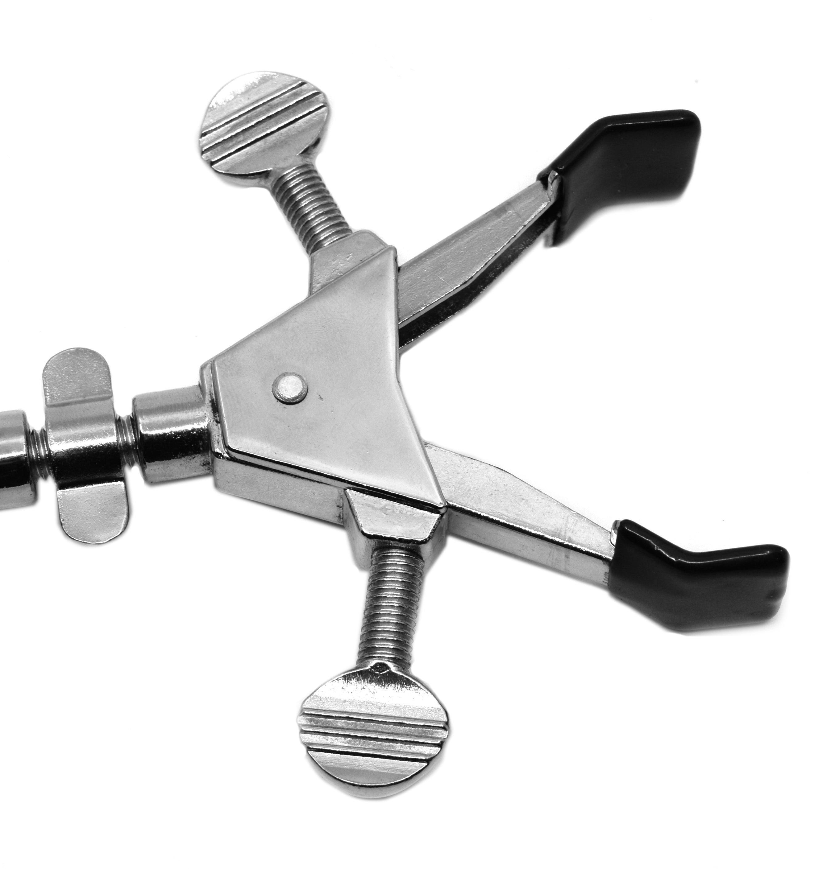 2-Prong Double-Adjustable Universal Clamp with Vinyl-Coated Jaws and Boss Head