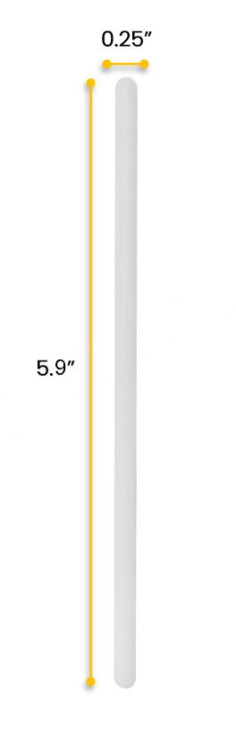 5.9" Polypropylene Stirring Rods with Rounded Ends, 6mm, 12-Pack