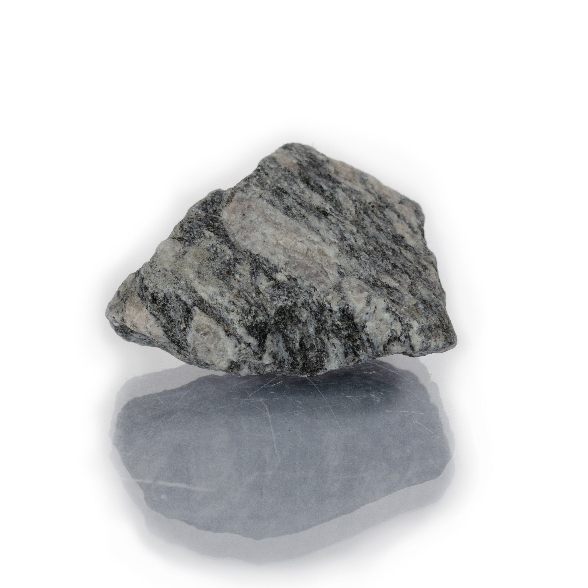Raw Coarse-Grained Foliated Biotite Gneiss Metamorphic Rock Hand Sample, Approx 2.75 inch