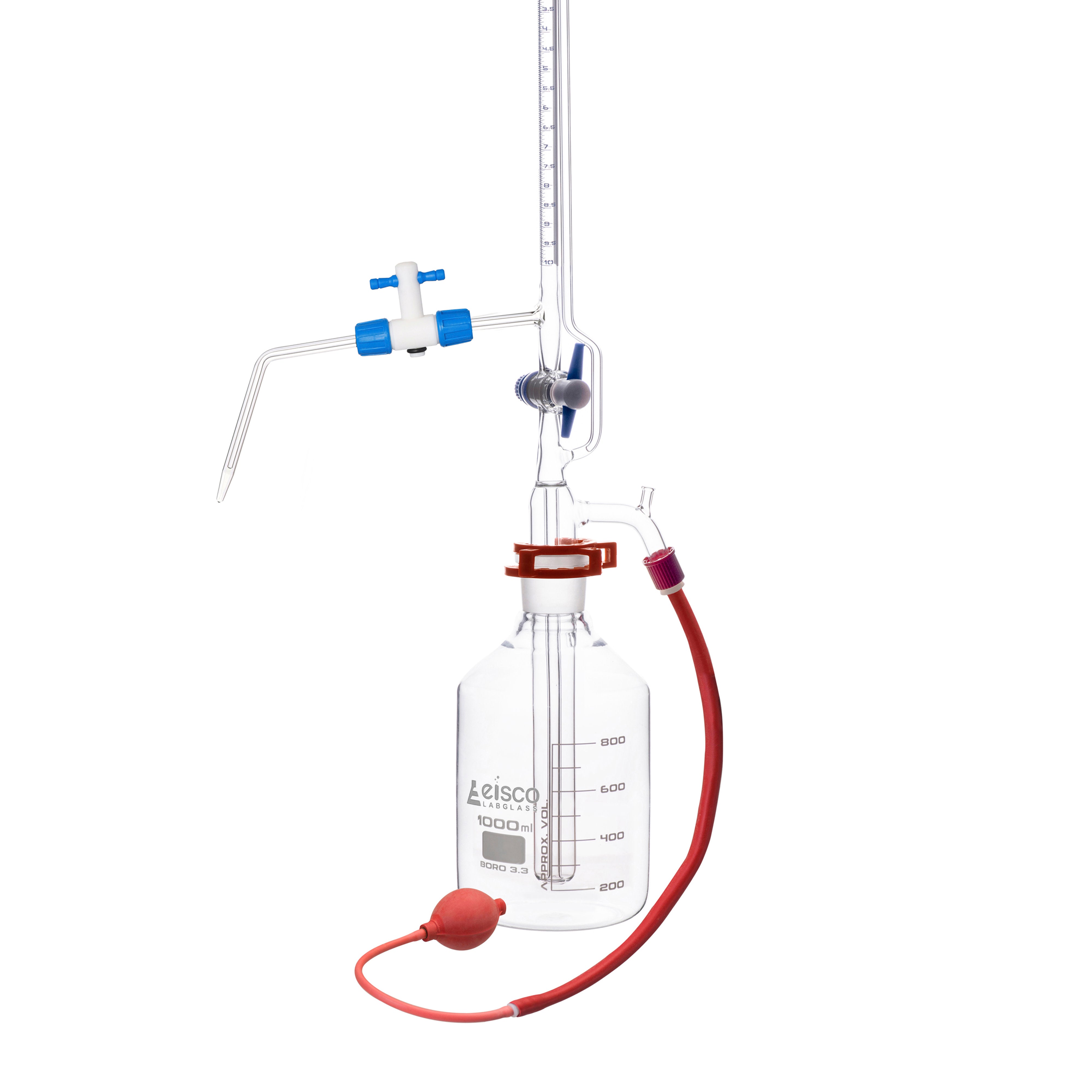Class A Automatic Zero Schellbach Burette with 1000mL Reservoir, 10mL, 29/32 Joint, Borosilicate Glass