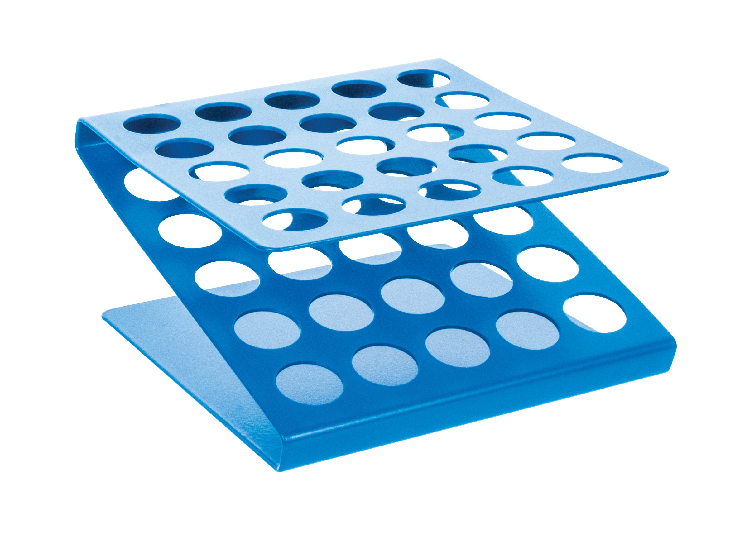 Z-Shape Aluminum Test Tube Stand for 25 x 17mm Tubes, Blue Powder-Coated