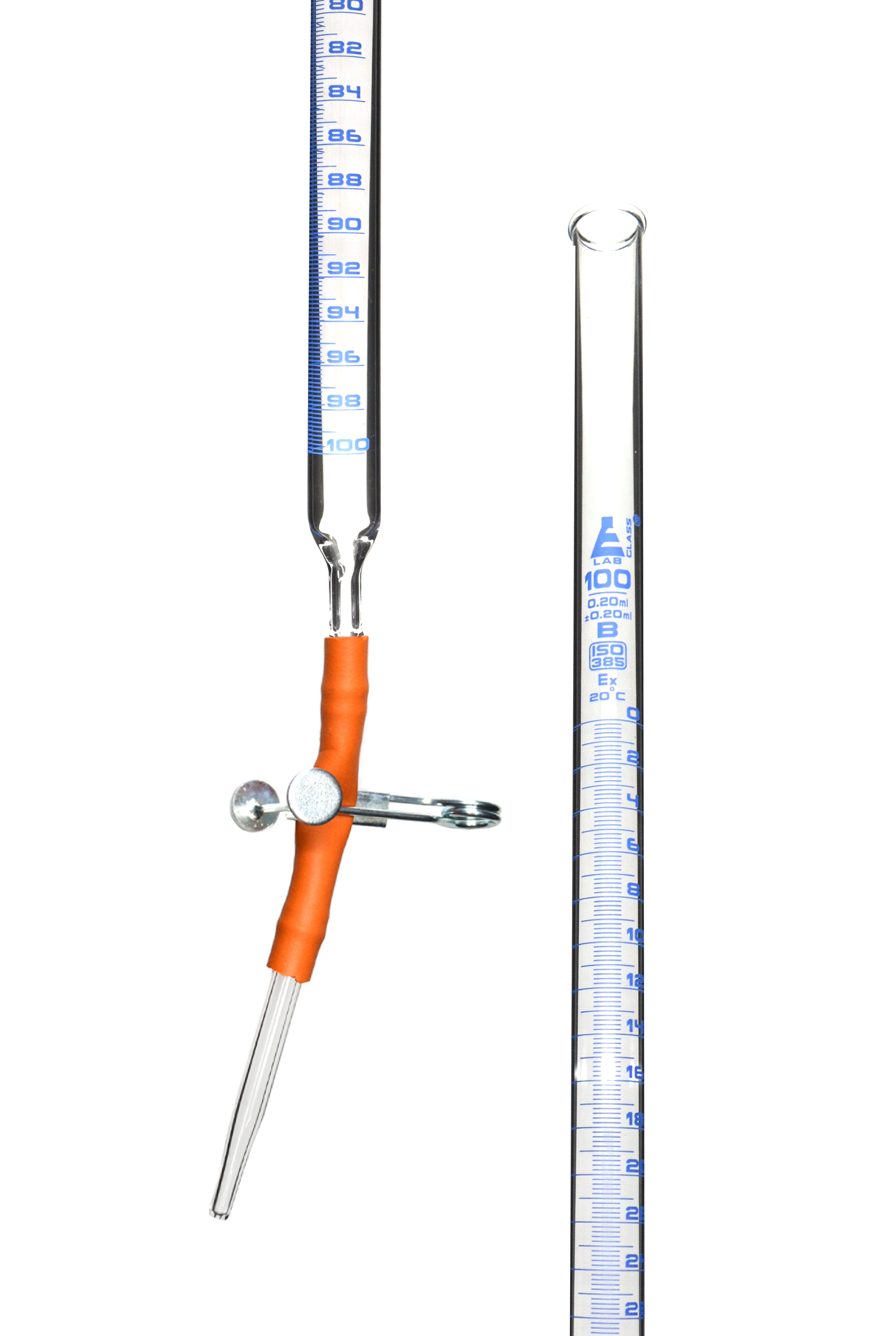 Class B Borosilicate Glass Burette with Pinch Clip