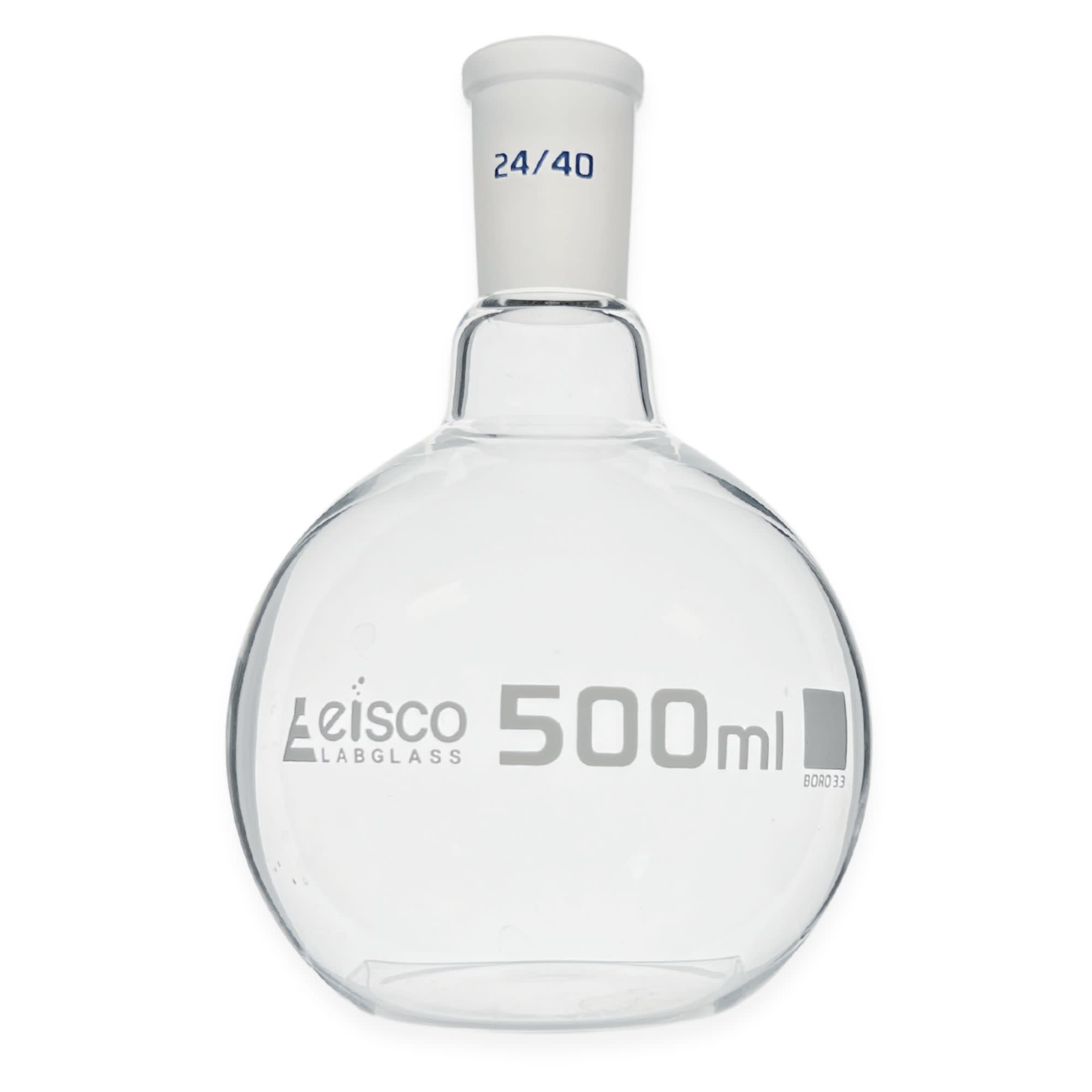 Flat Bottom Boiling Flask with 24/40 Ground Joint, 500mL, Borosilicate Glass