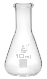 Narrow Neck Borosilicate Glass Erlenmeyer Flask with White Graduations