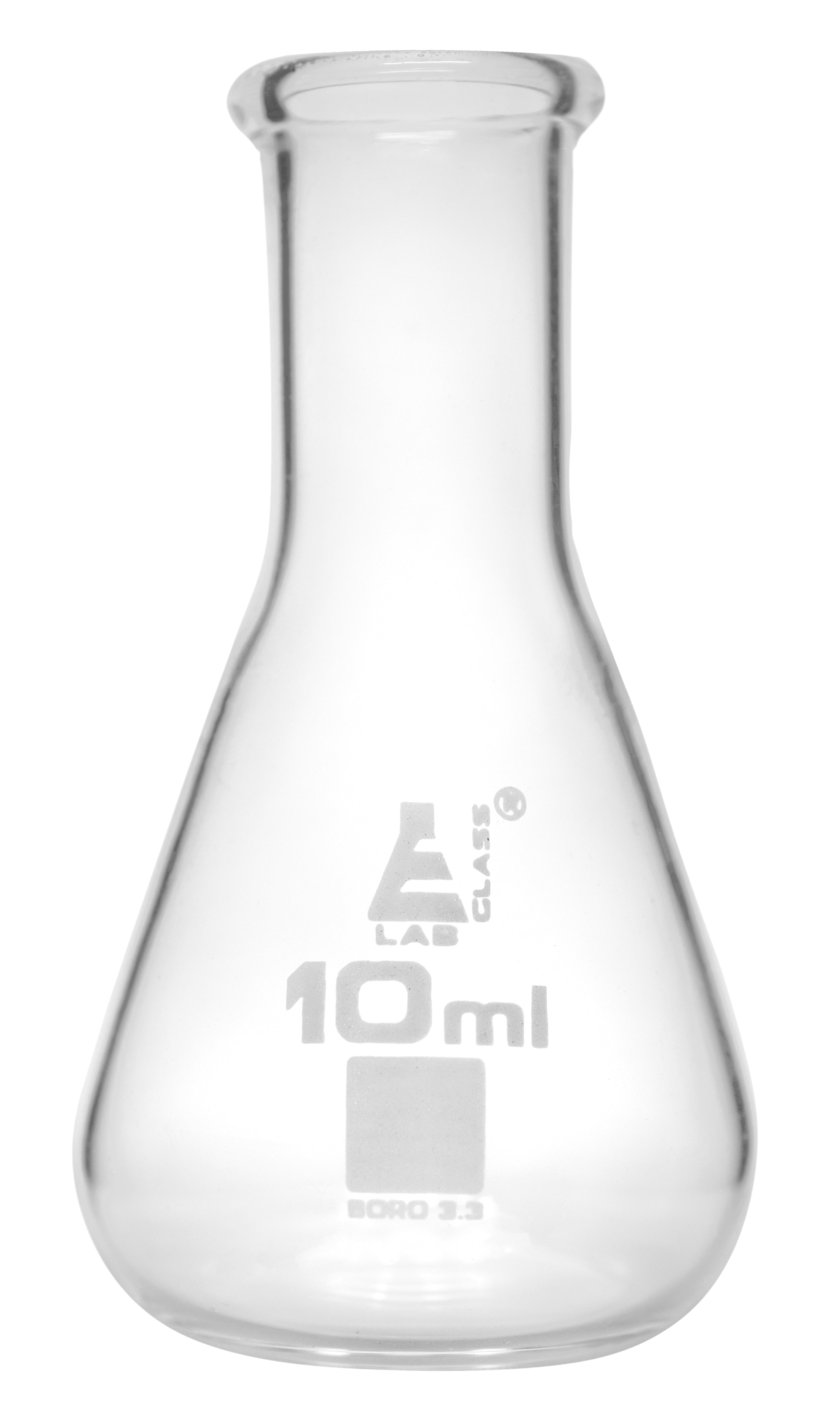 Narrow Neck Borosilicate Glass Erlenmeyer Flask with White Graduations