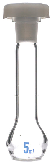 Class A Borosilicate Glass Volumetric Flask with Polyethylene Stopper, Blue Graduations
