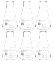 6-Pack ASTM Wide Neck Erlenmeyer Flasks with Dual Graduated Scale, 500mL, Borosilicate Glass