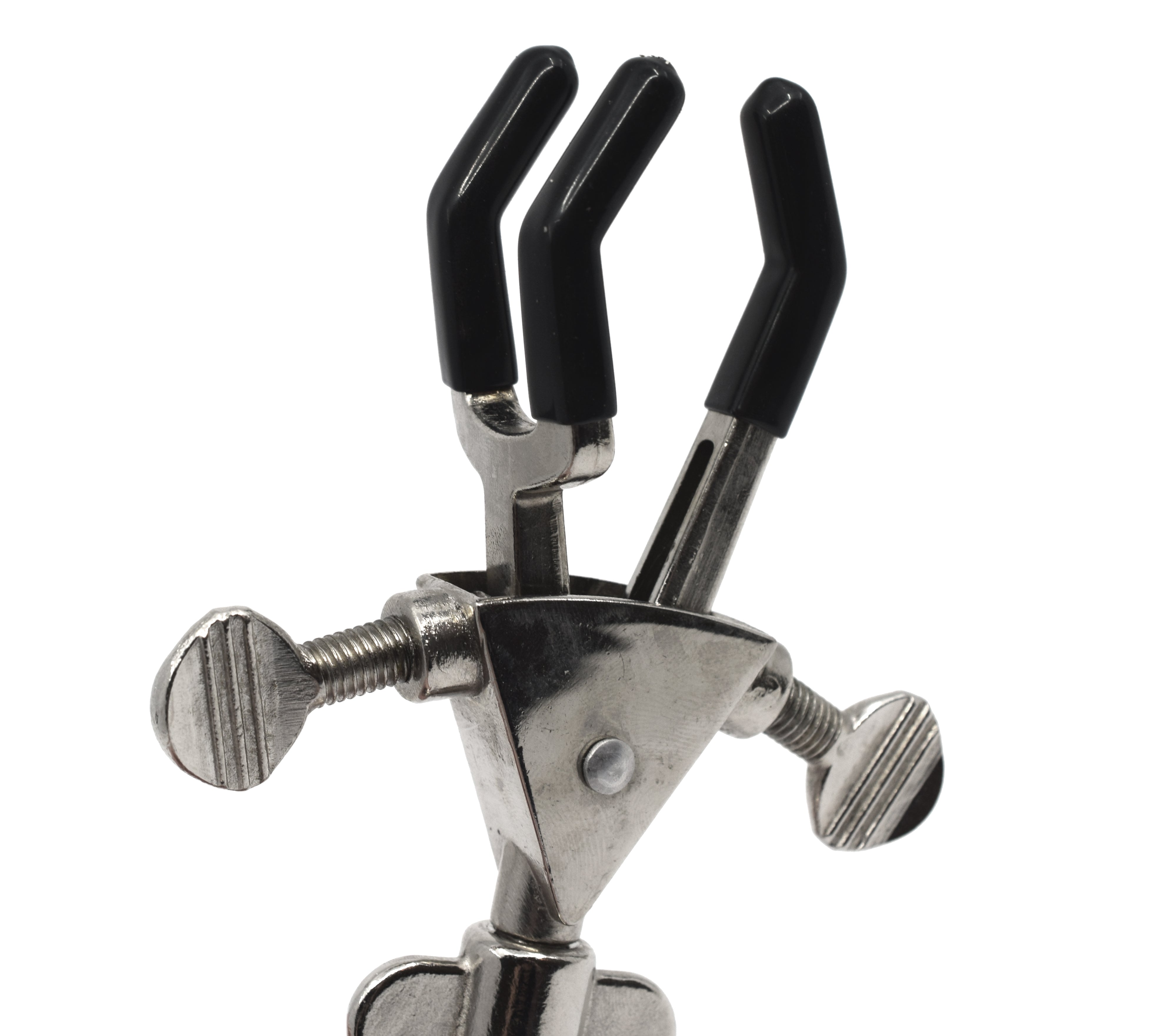 3-Prong Double-Adjustable Universal Clamp with Vinyl Grip and Swivel Boss, 21mm Rod