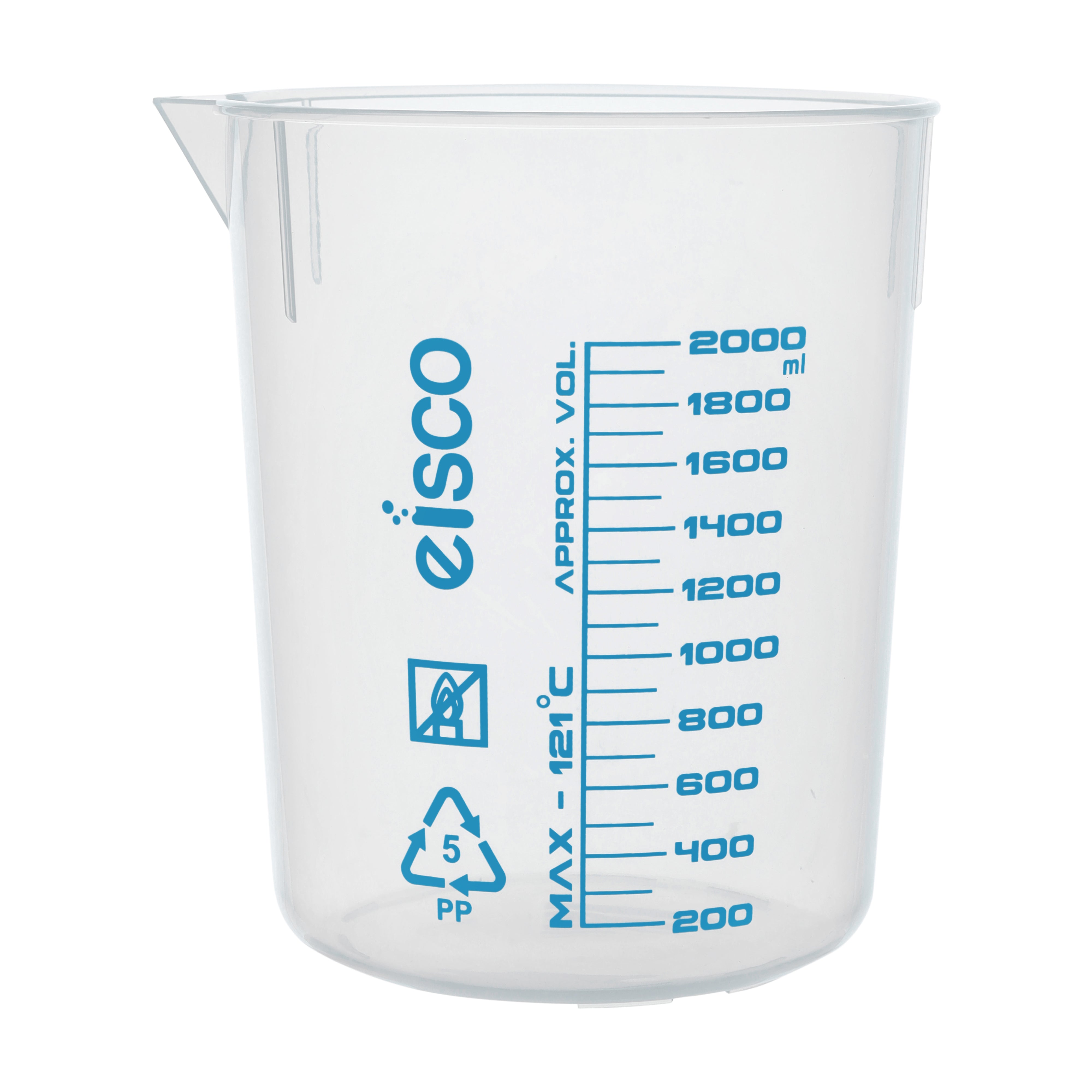 Premium Polypropylene Beaker, Blue Screen Printed