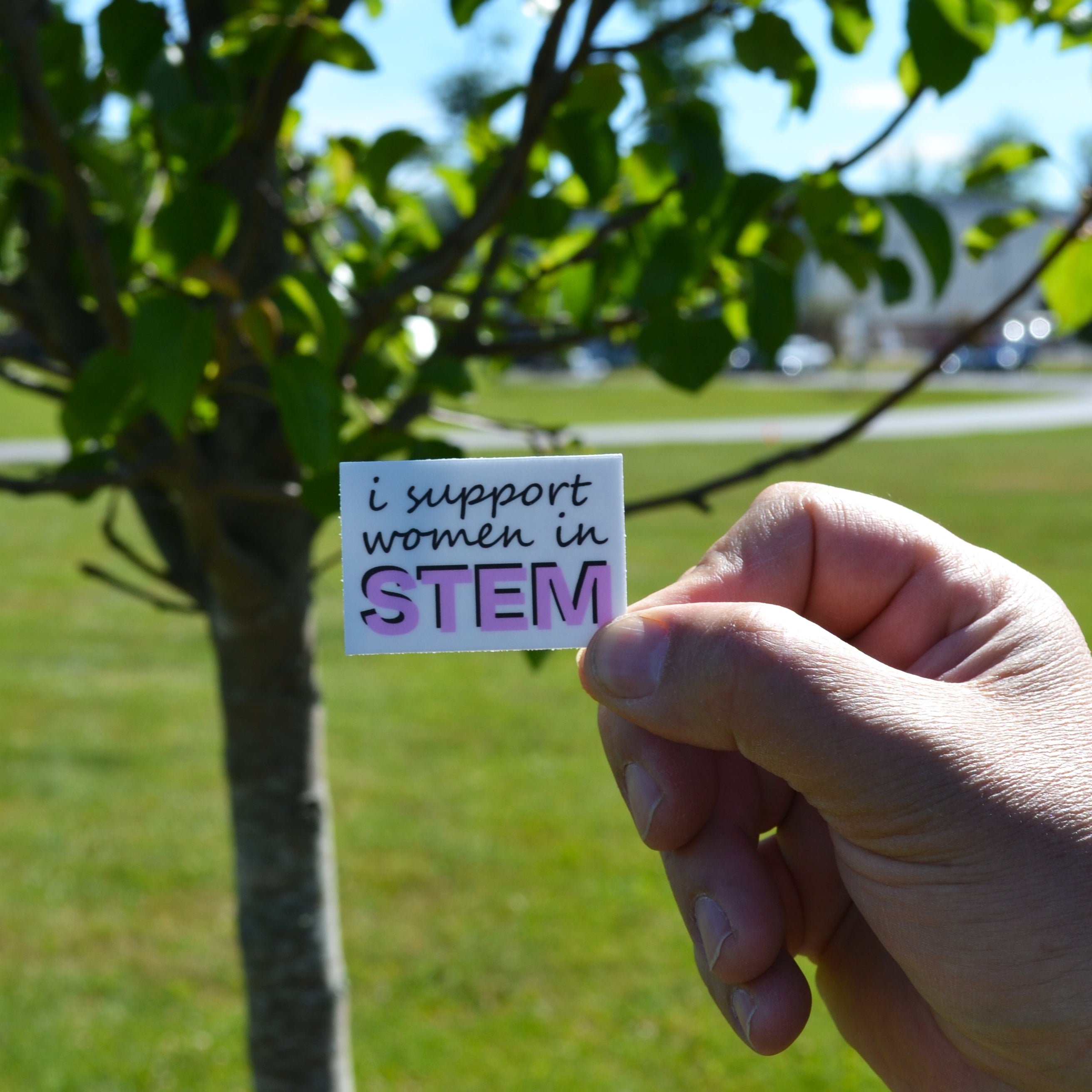 I Support Women in STEM Square Premium Vinyl Sticker, 2 x 2 inch