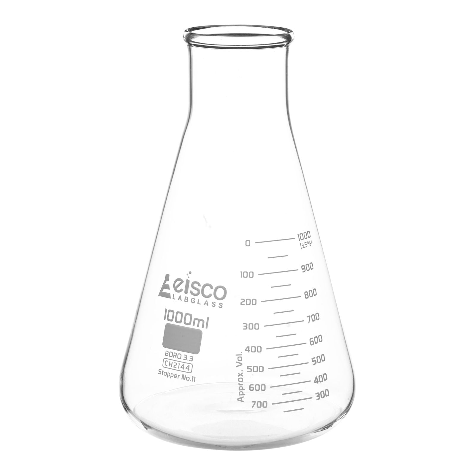 ASTM Wide Neck Borosilicate Glass Erlenmeyer Flask with Dual Scale