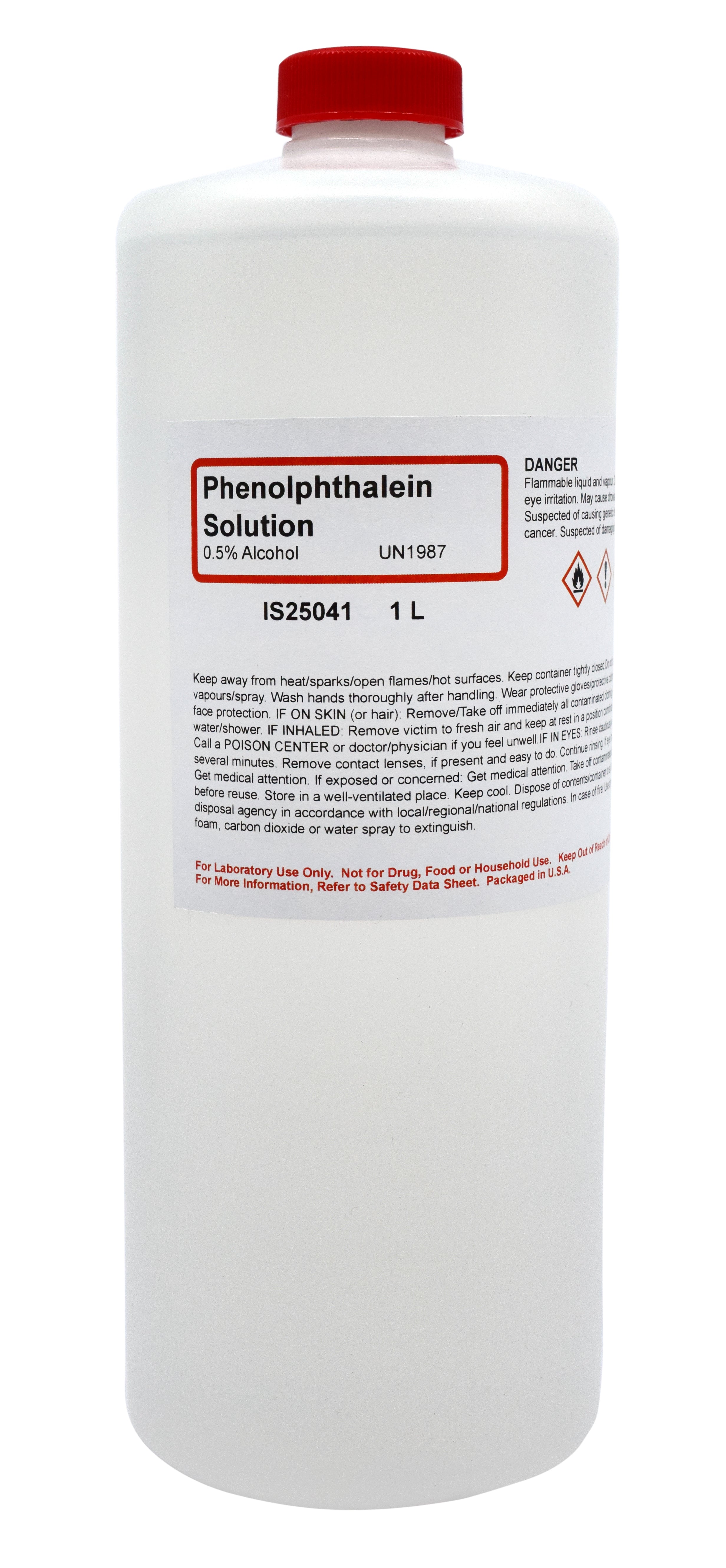 Laboratory Grade Phenolphthalein Indicator Solution, 0.5%, 1L