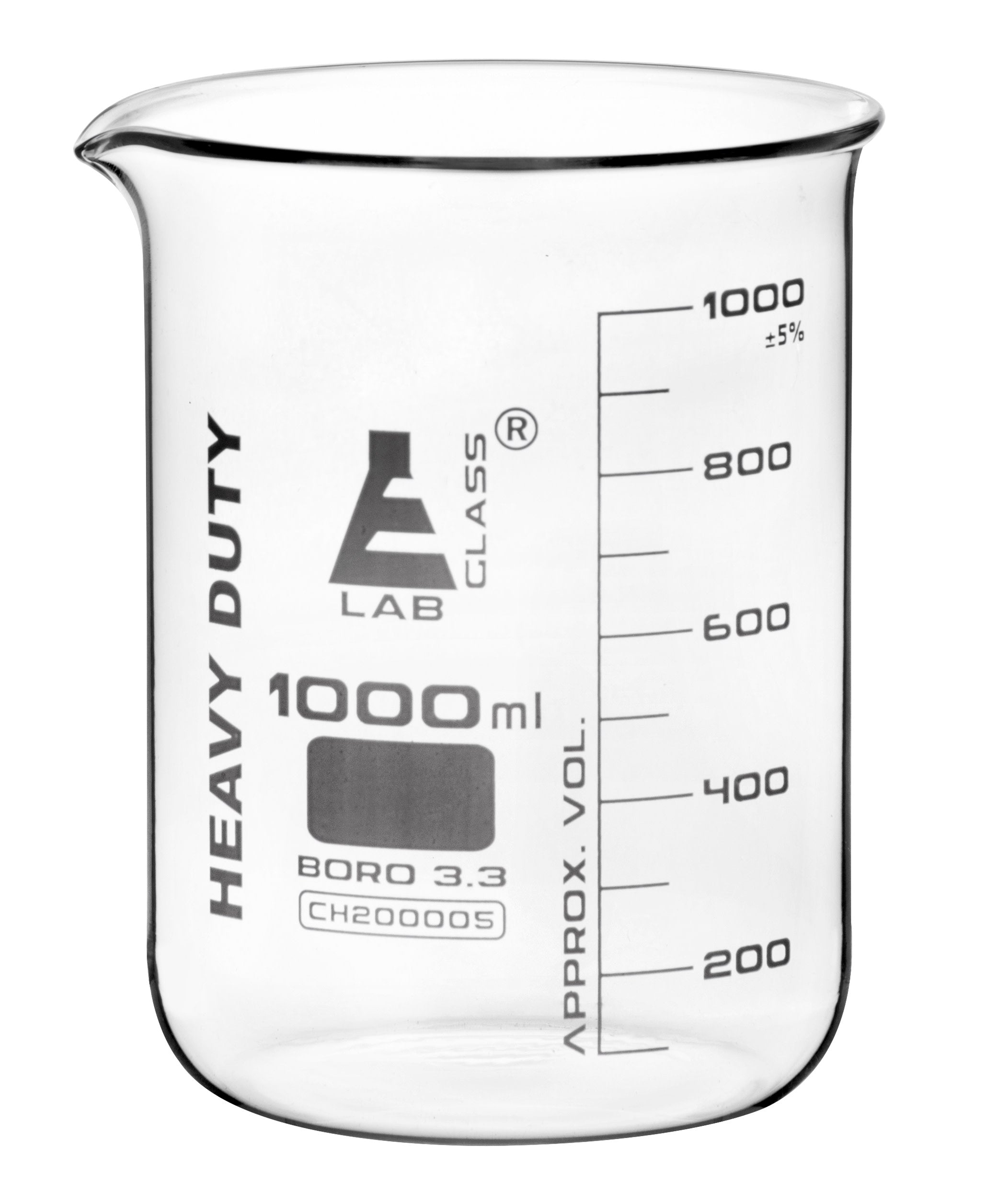 Heavy Duty Borosilicate Glass Beaker with White Graduations