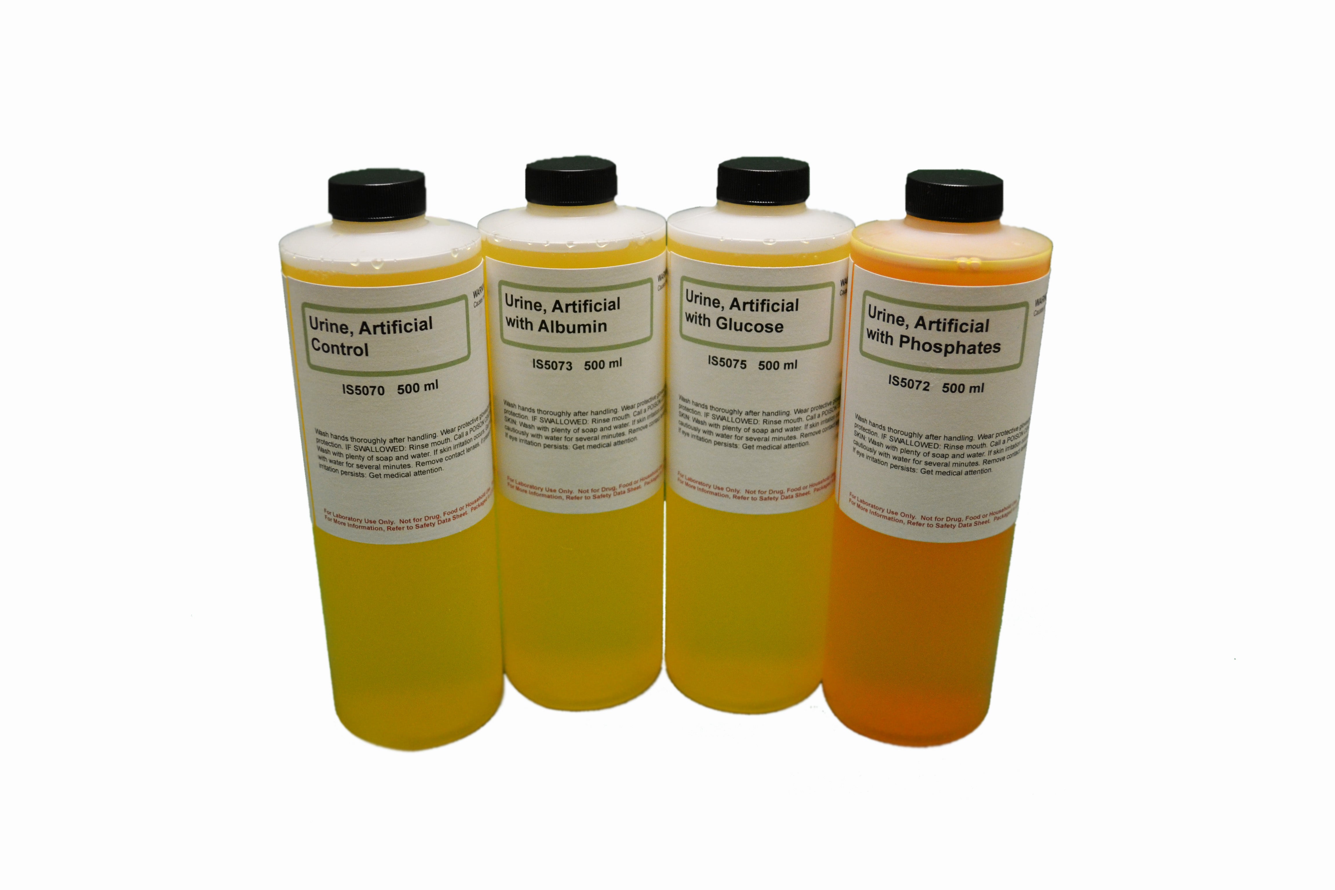 4-Piece Urinalysis Demonstration Fluids Set with Control, Albumin, Glucose and Phosphates